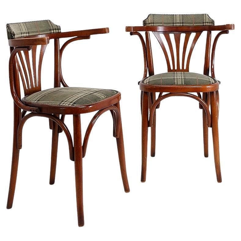 Pair Of "Palmette" Armchairs In Bentwood   Hilma/Belgium   Original Upholstery