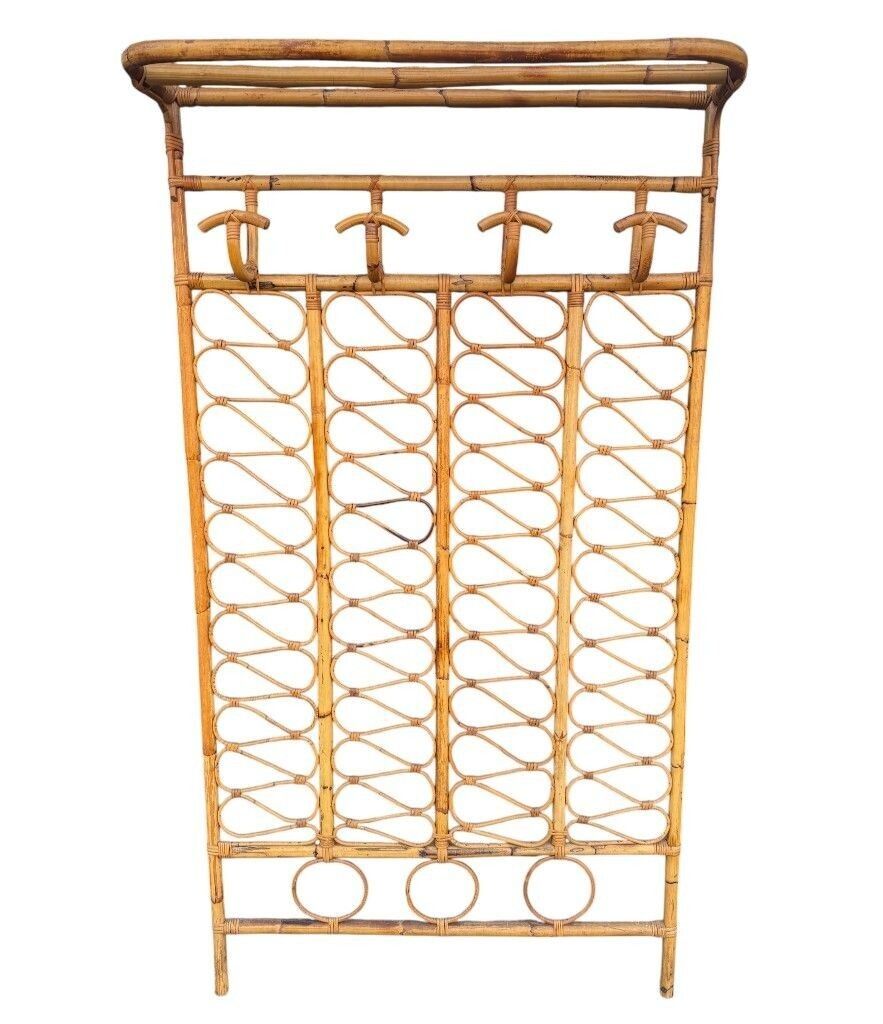 An Italian 1970s Full Length Bamboo Coat And Hat Rack With Top Shelf. photo vintage