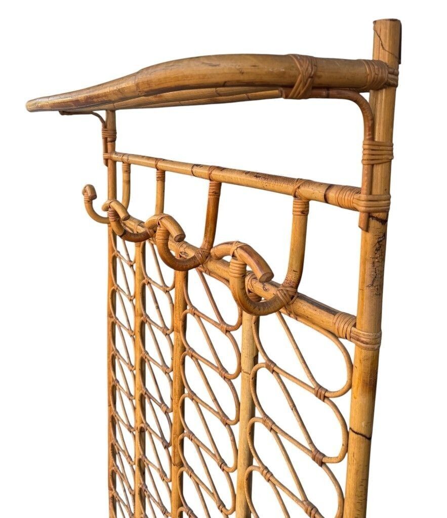 photo vinterior An Italian 1970s Full Length Bamboo Coat And Hat Rack With Top Shelf.