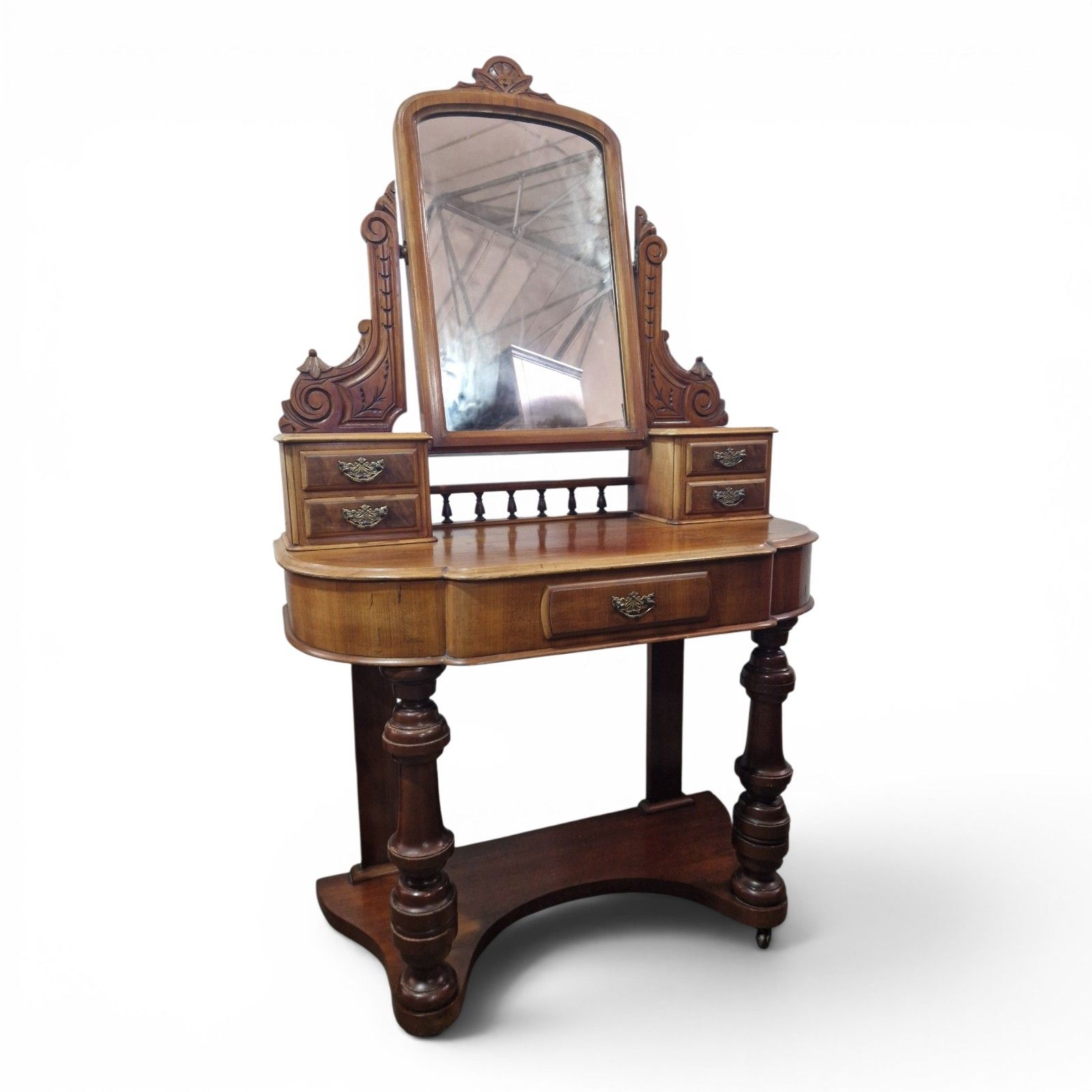 Antique Victorian Duchess Dressing Table Mahogany Vanity Mirror Carved photo buy