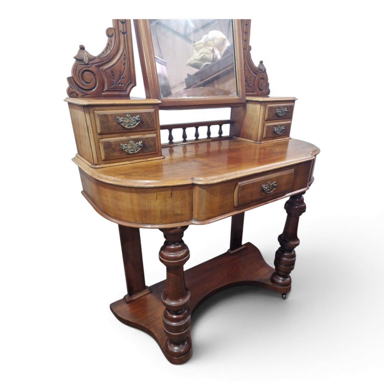 Furniture Antique Victorian Duchess Dressing Table Mahogany Vanity Mirror Carved photo