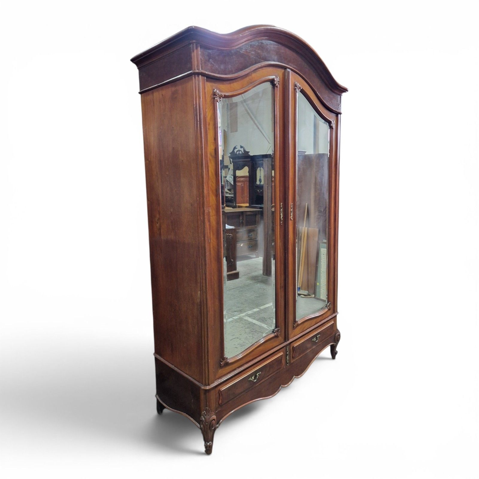 Large French Mirrored Armoire Wardrobe Double Door Hanging Closet Tall photo vinterior