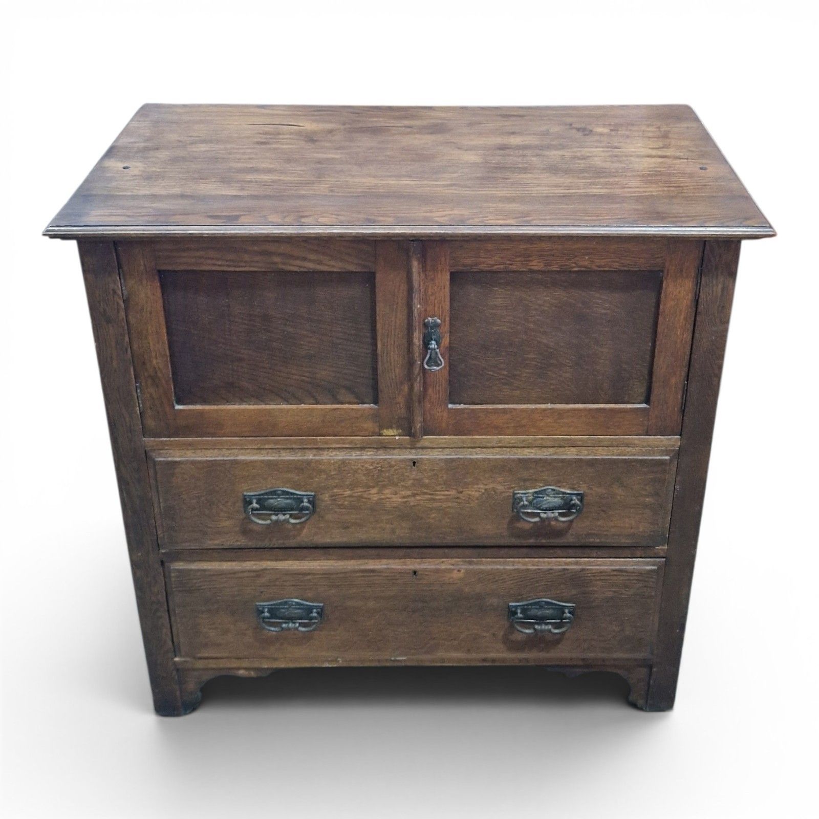 Arts & Crafts Oak Millinery Cabinet Linen Cupboard Storage Cabinet Drawers photo vinterior