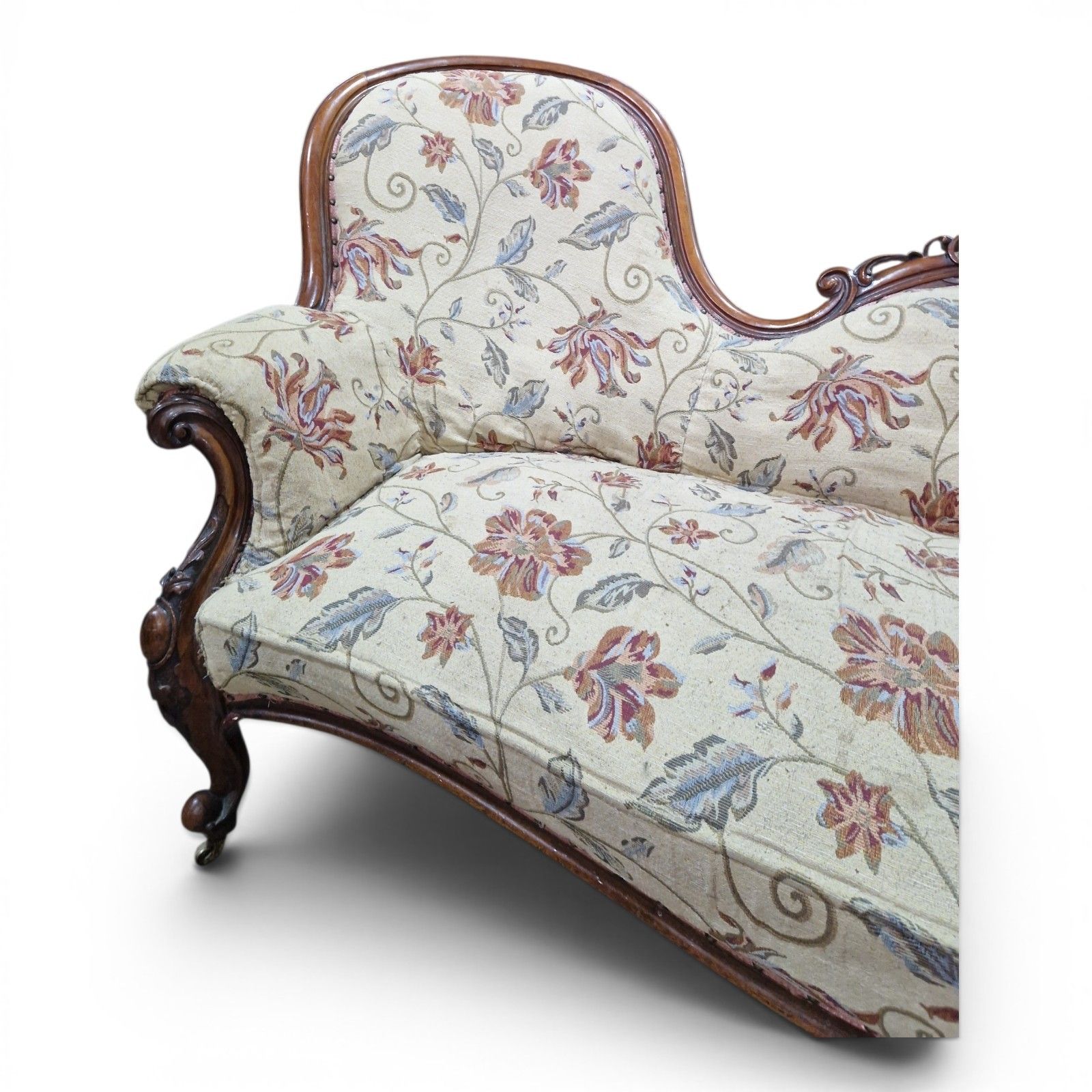 Antique Victorian Double Ended Chaise Settee Balloon Back Sofa Carved Large photo buy