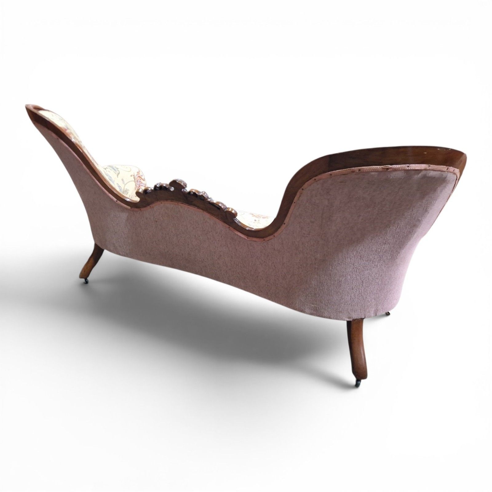 photo vinterior Antique Victorian Double Ended Chaise Settee Balloon Back Sofa Carved Large
