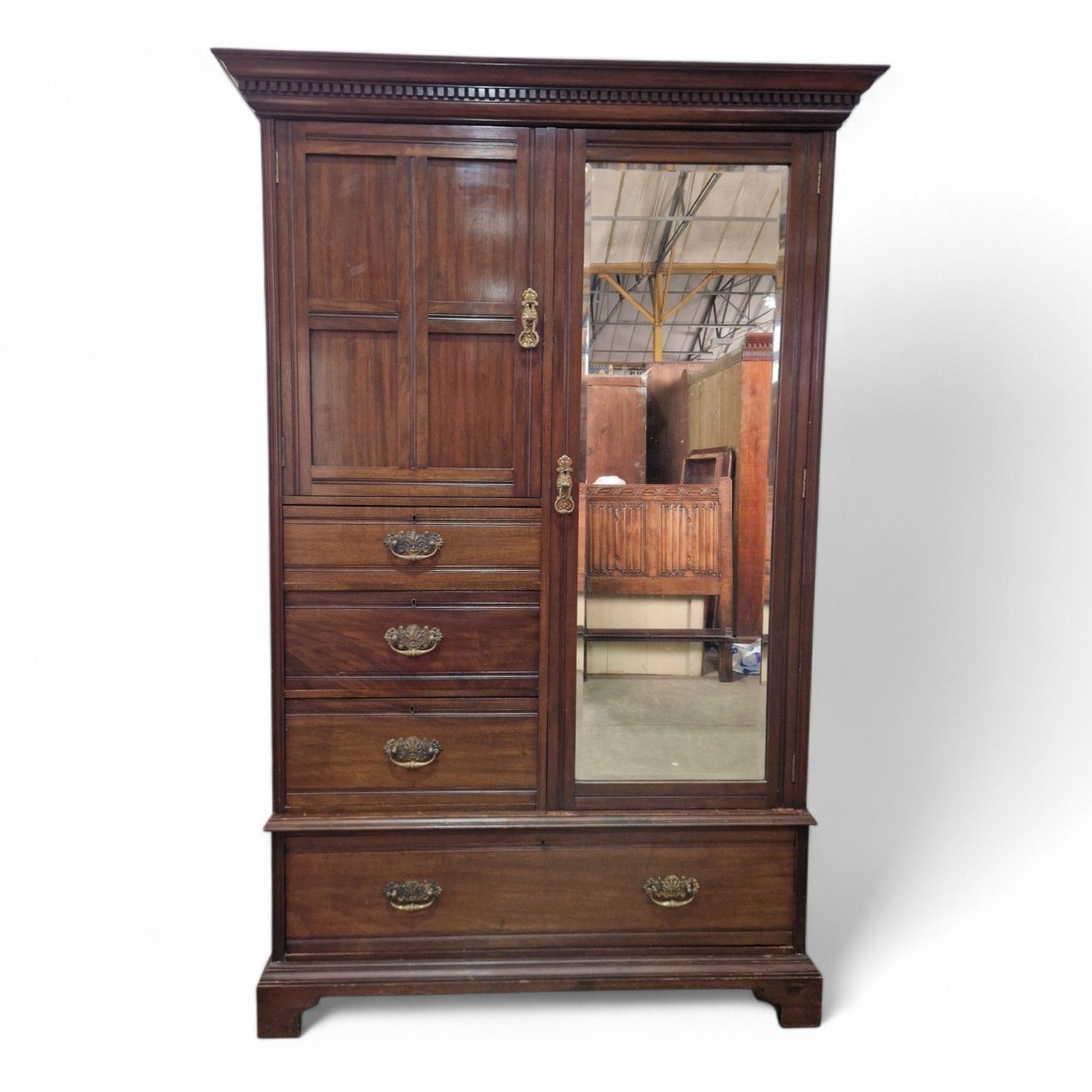 Scottish Mahogany Wardrobe Mirror Door Antique Combination Glasgow Ogilvie
