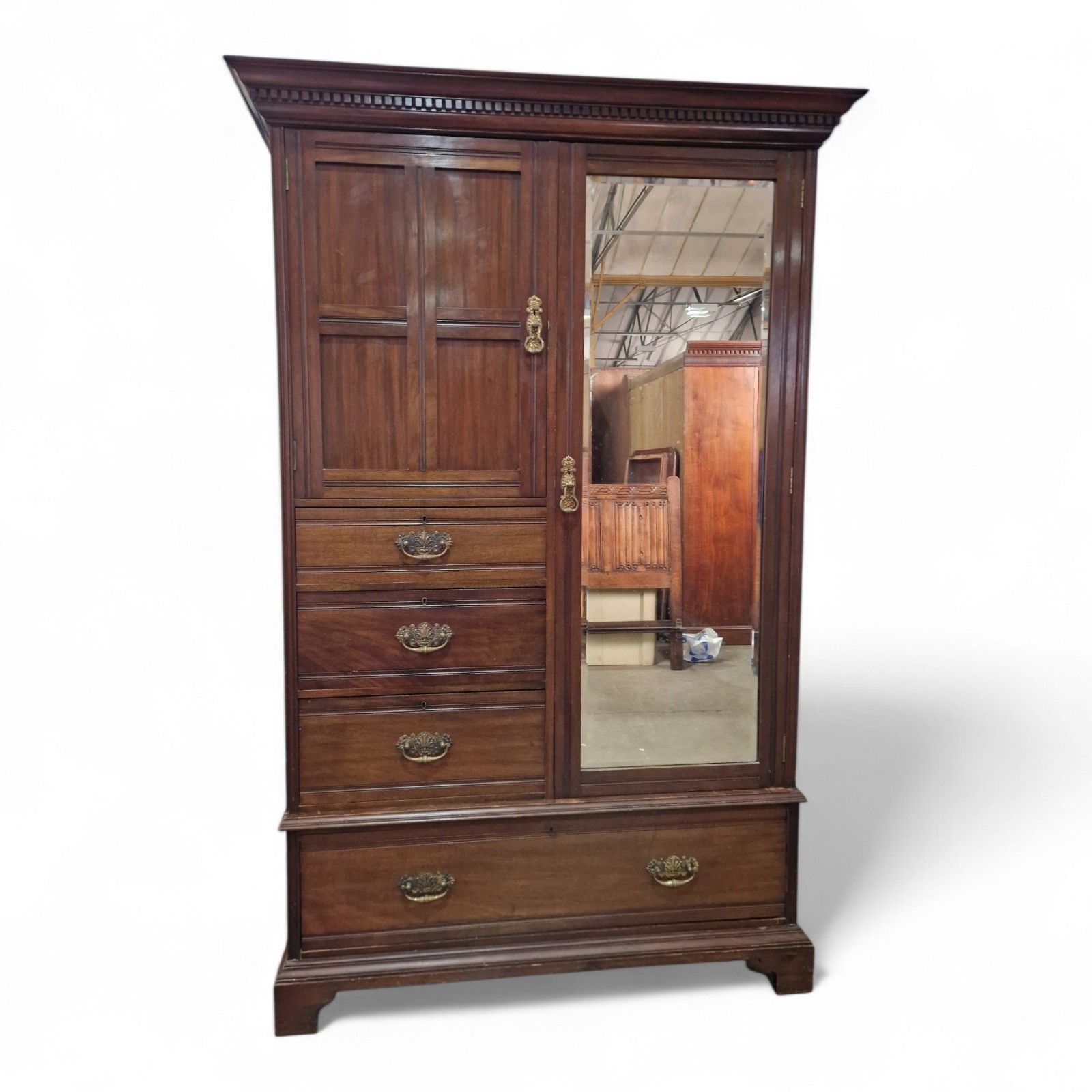 Scottish Mahogany Wardrobe Mirror Door Antique Combination Glasgow Ogilvie photo for sale