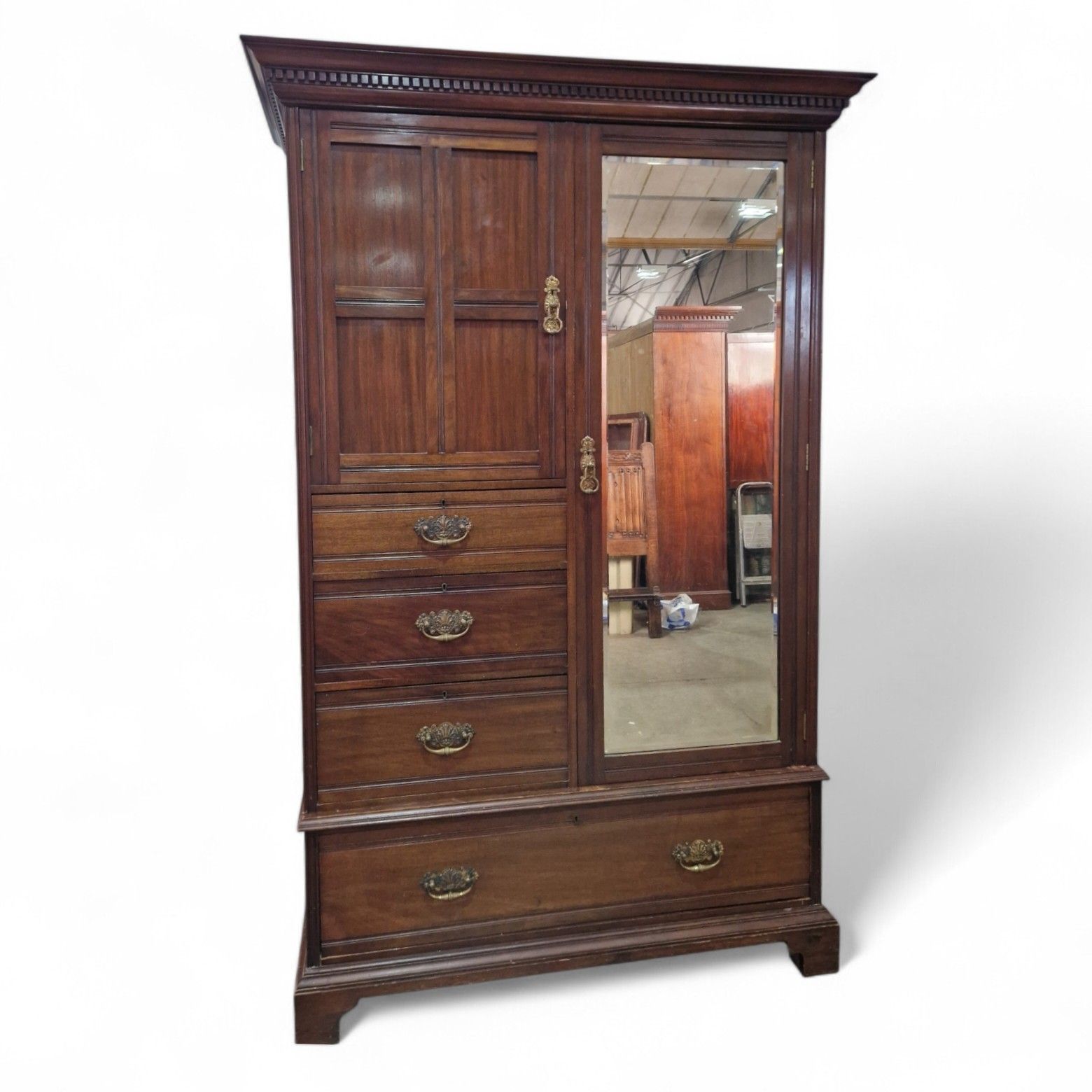 Scottish Mahogany Wardrobe Mirror Door Antique Combination Glasgow Ogilvie photo Furniture