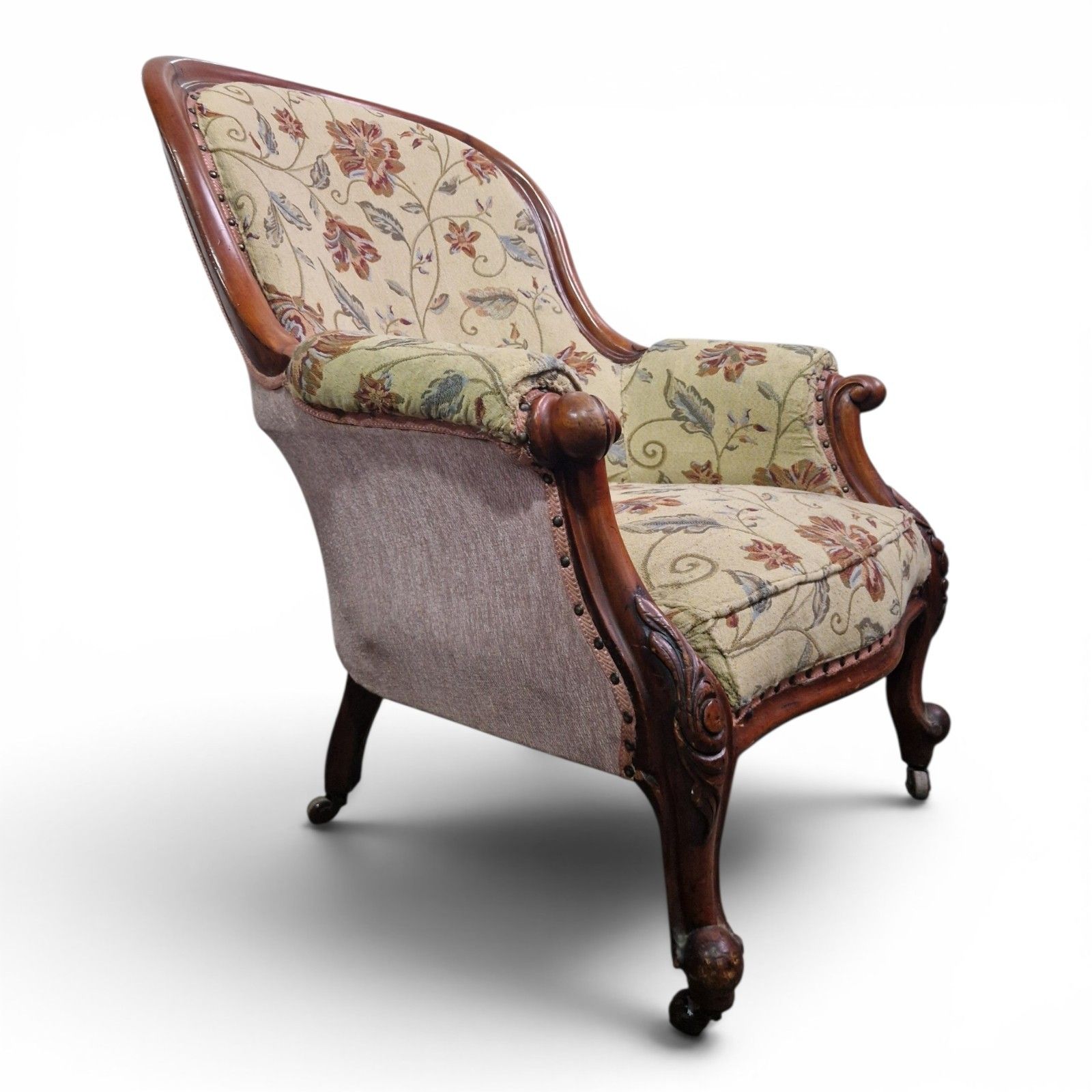 photo furniture Antique Victorian Spoon Back Armchair Tub Chair Carved Walnut