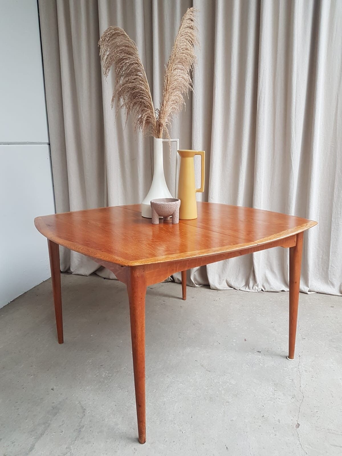 Vtg Mid Century Oak Norwegian Extending Dining Table Danish By Gustav Bahus R433 photo for sale
