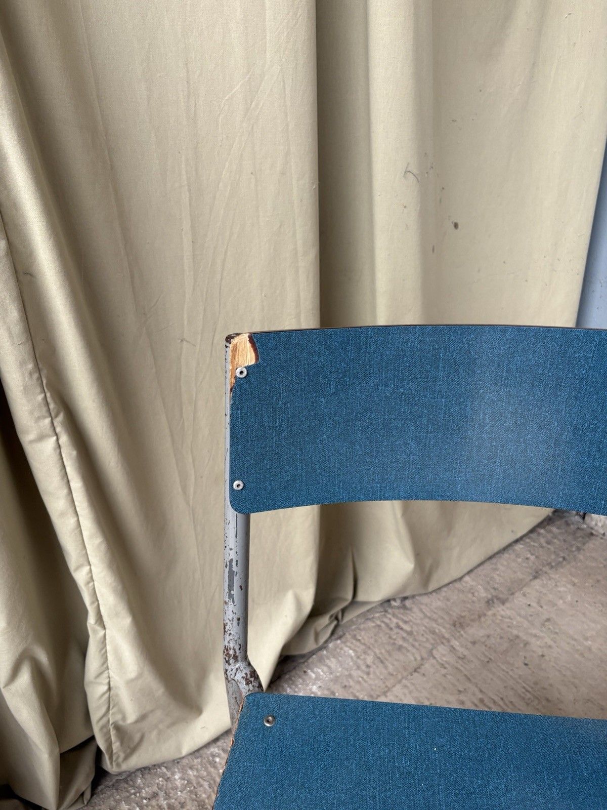 Vtg Mid Century Industrial Metal Set Of 2 Stacking Dining Chairs Retro R1195 photo buy