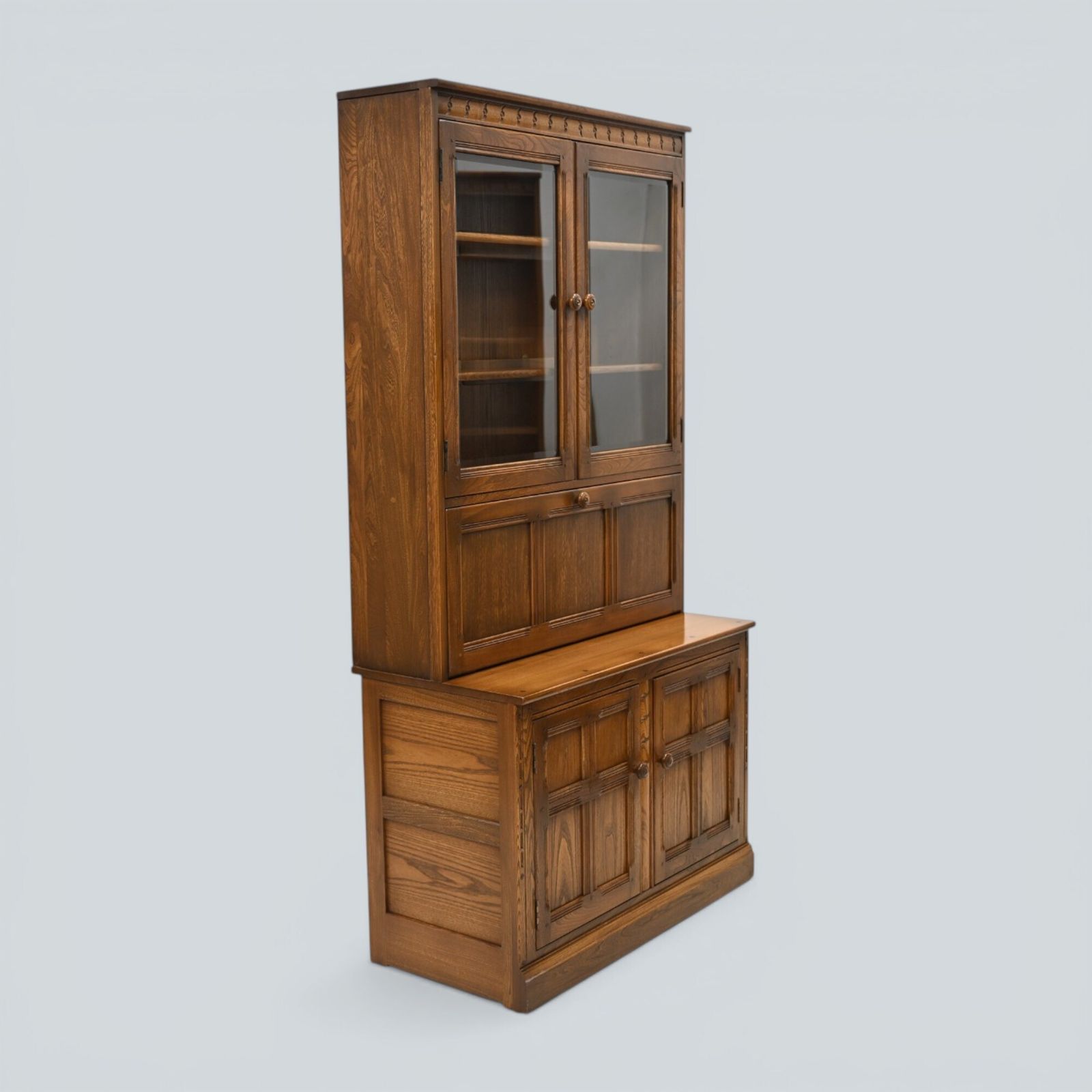photo furniture Ercol Mural Wall Unit Display/Drinks Cabinet Golden Dawn Finish Free Uk Delivery