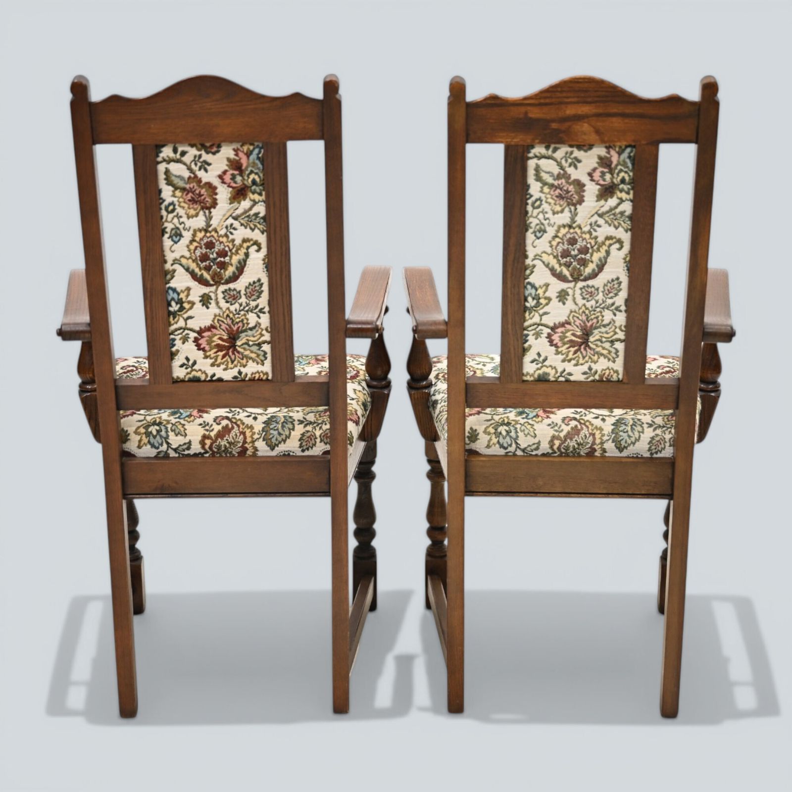 2 Old Charm Dining Chairs Carvers Solid Oak Tudor Brown Trellis Free Uk Delivery photo 247.0