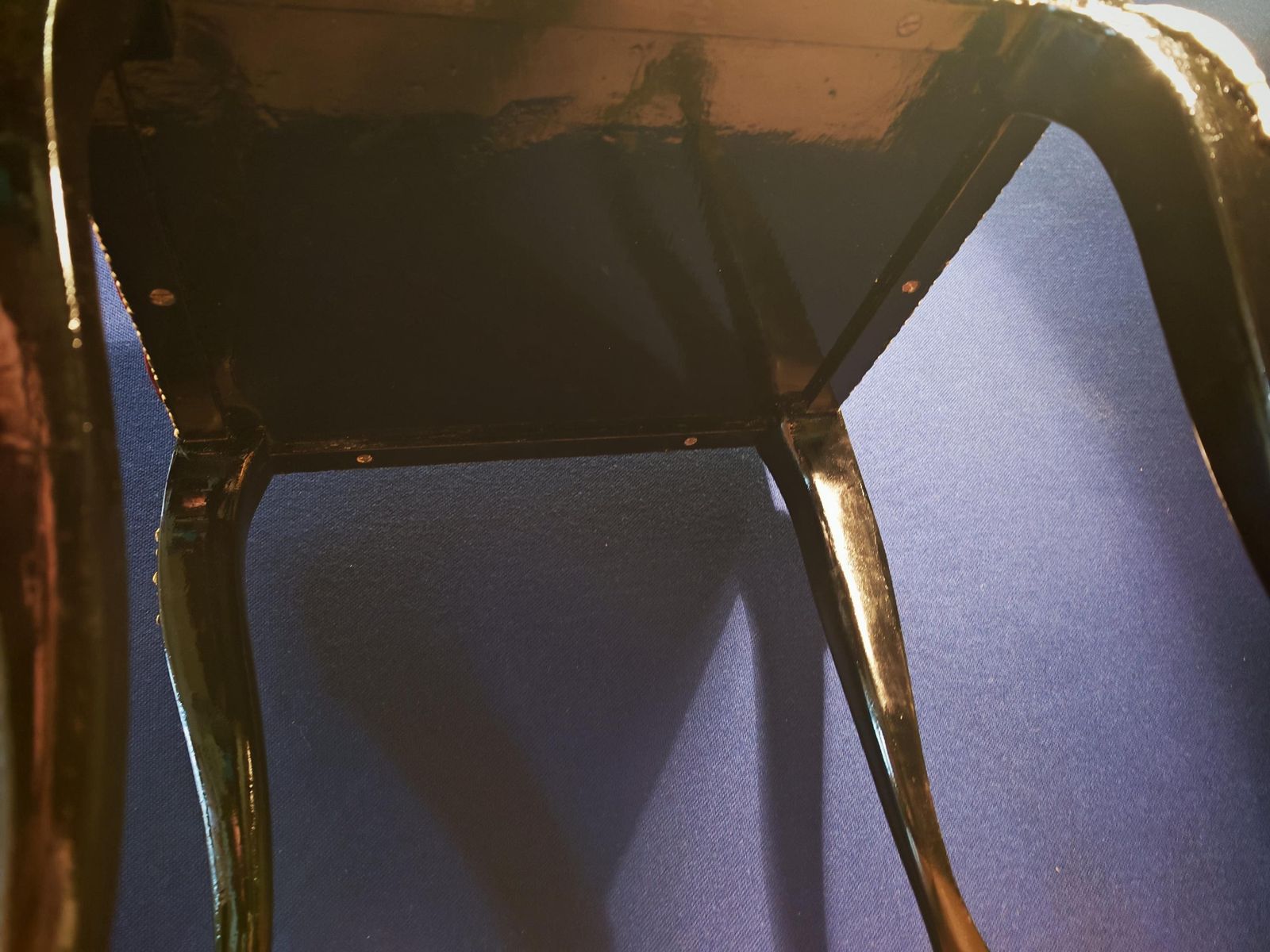Vintage Refurbished French Style Vanity Stool. Burgundy Velvet. Black Satinwood & Gold Embellishments Rococo   Very Good Condition 54cm Tall photo 159.0