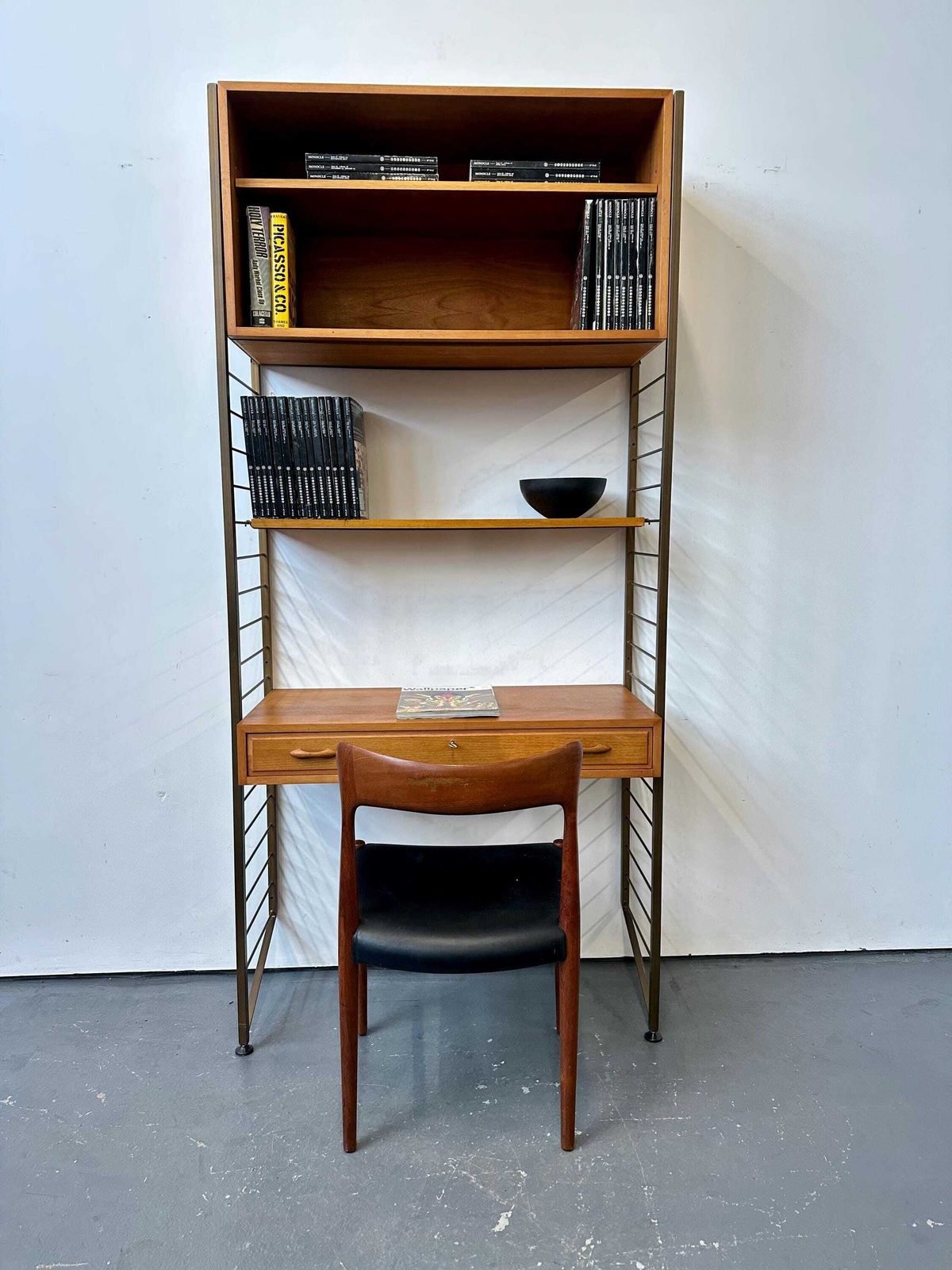 Vintage 1970s Ladderax Staples Teak Shelving / Desk / Bookcase. Retro Danish Mid Century Heals photo furniture
