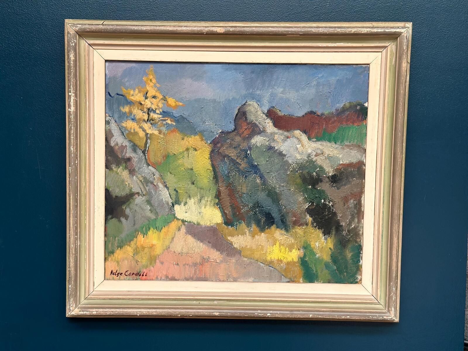 Original Swedish Oil On Canvas – Höstmotiv Från Koön – Helge Cardell – Vintage & Framed 75 × 85 Cm (29.5" × 33.5")
