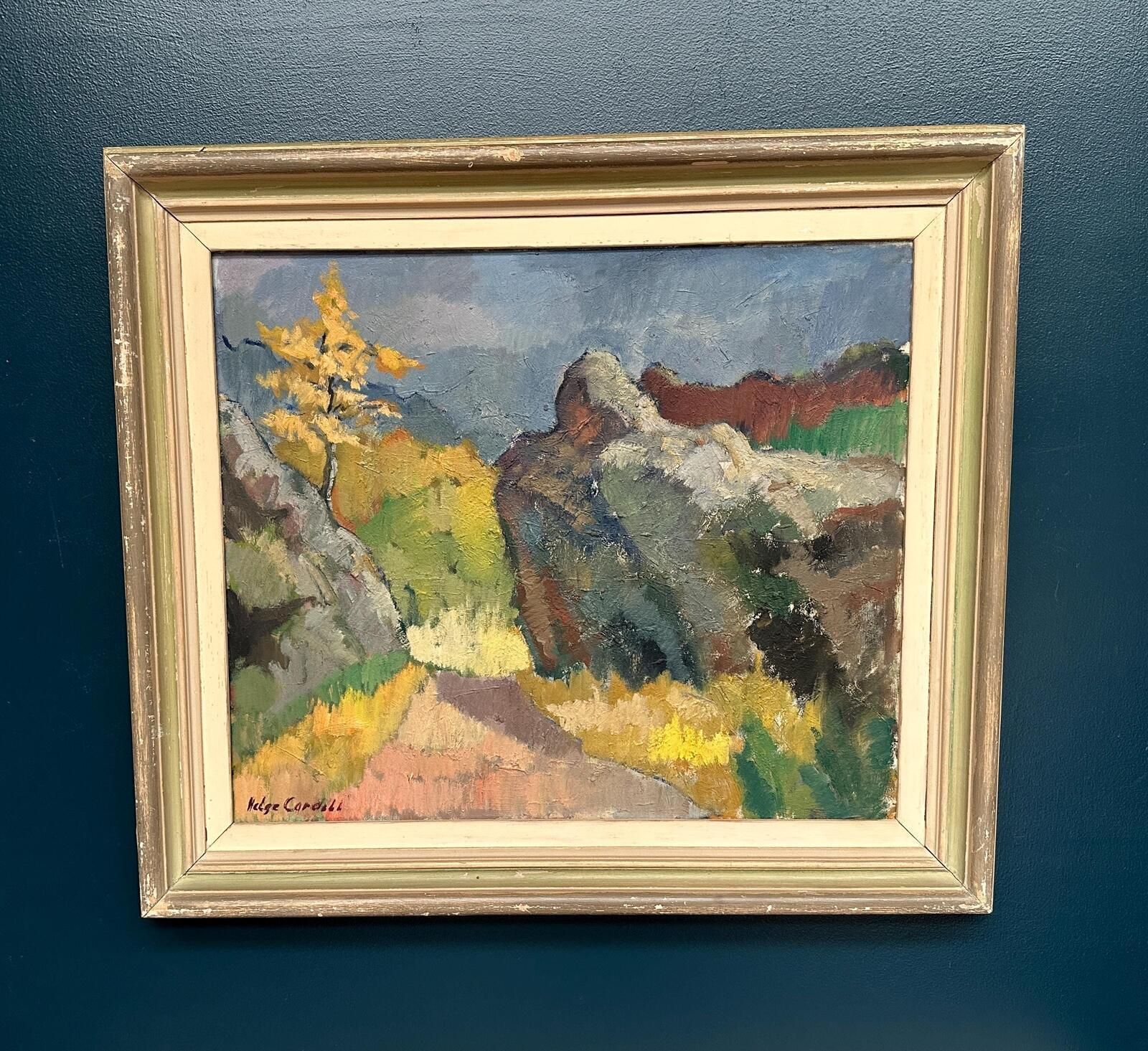 Original Swedish Oil On Canvas – Höstmotiv Från Koön – Helge Cardell – Vintage & Framed 75 × 85 Cm (29.5" × 33.5") photo Art