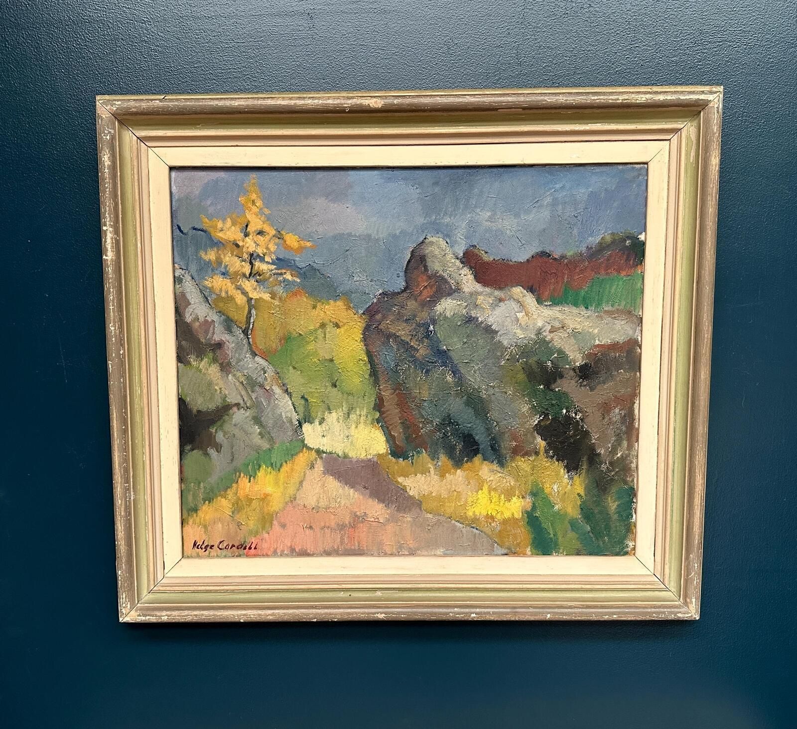 Original Swedish Oil On Canvas – Höstmotiv Från Koön – Helge Cardell – Vintage & Framed 75 × 85 Cm (29.5" × 33.5") photo 545.0