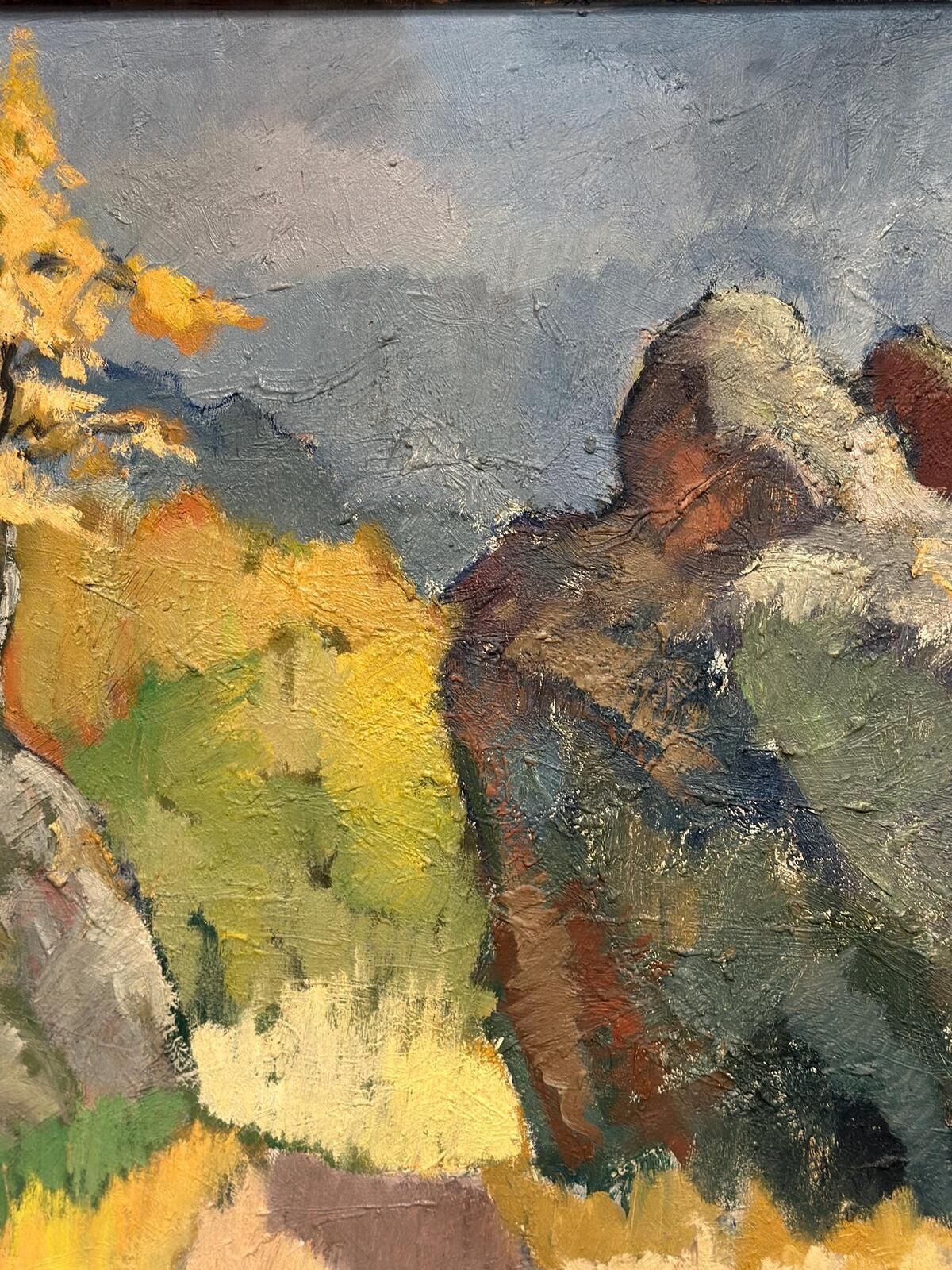 Art Original Swedish Oil On Canvas – Höstmotiv Från Koön – Helge Cardell – Vintage & Framed 75 × 85 Cm (29.5" × 33.5") photo