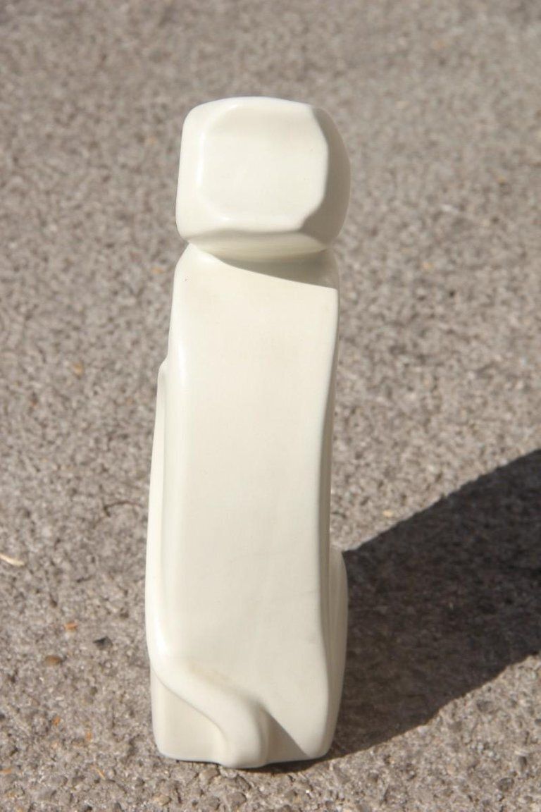 Porcelain Stylized Cat Italian Production Studiolinea Com 1970s White photo 731.0