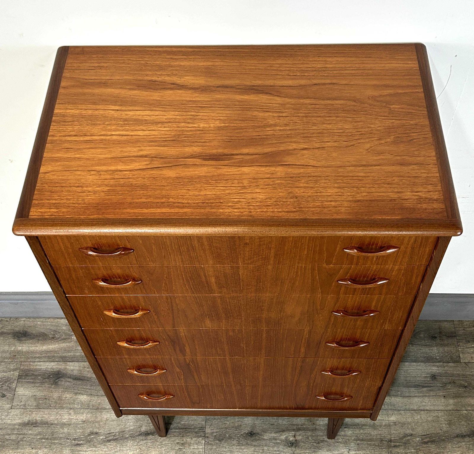 Stylish Mid Century Teak Tallboy Chest Of 6 Drawers Homeworthy 1960's Refinished photo Furniture