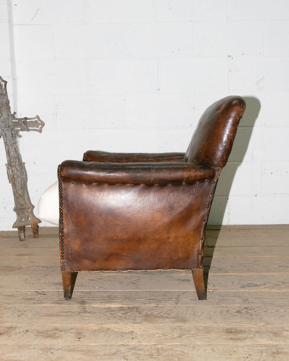Furniture Leather Club Armchair, 1920s, Vintage photo