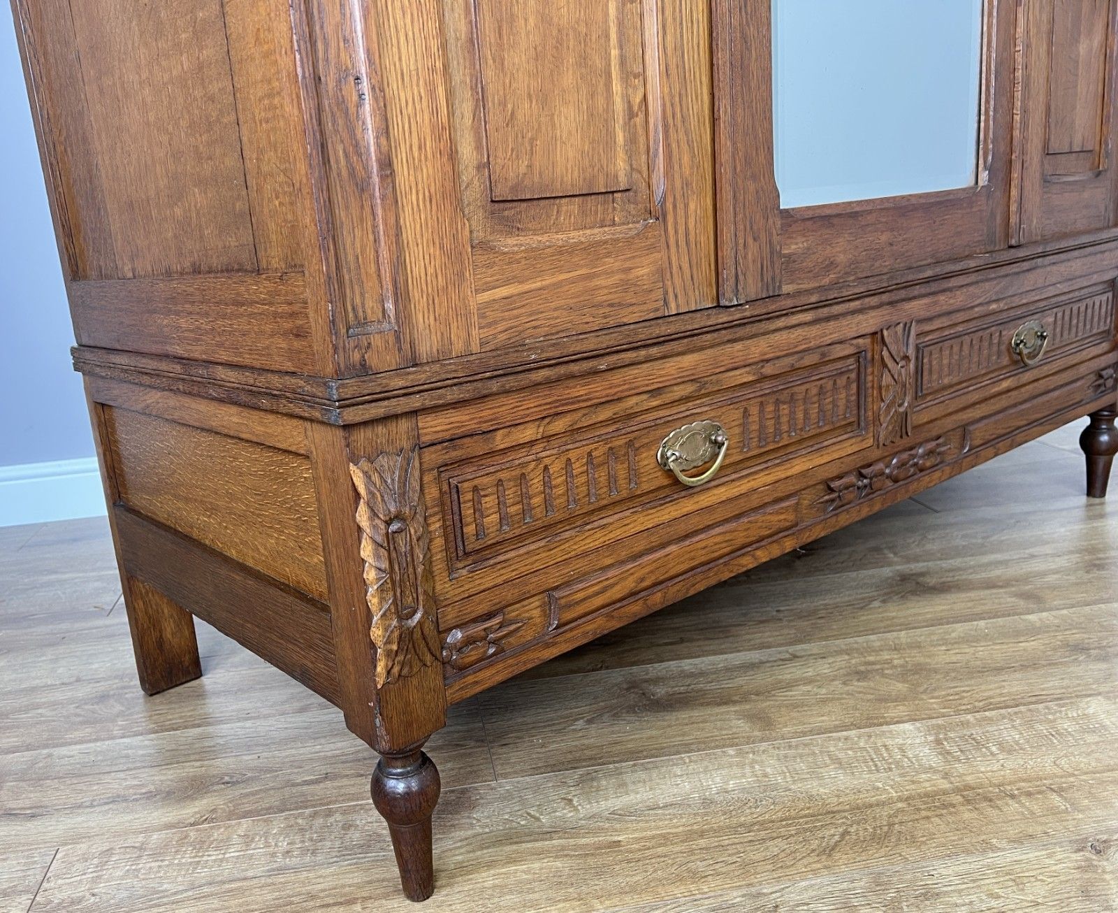 Wardrobe Antique French Oak Two Door Mirrored Carved Armoire Cabinet Lot 6097 photo buy