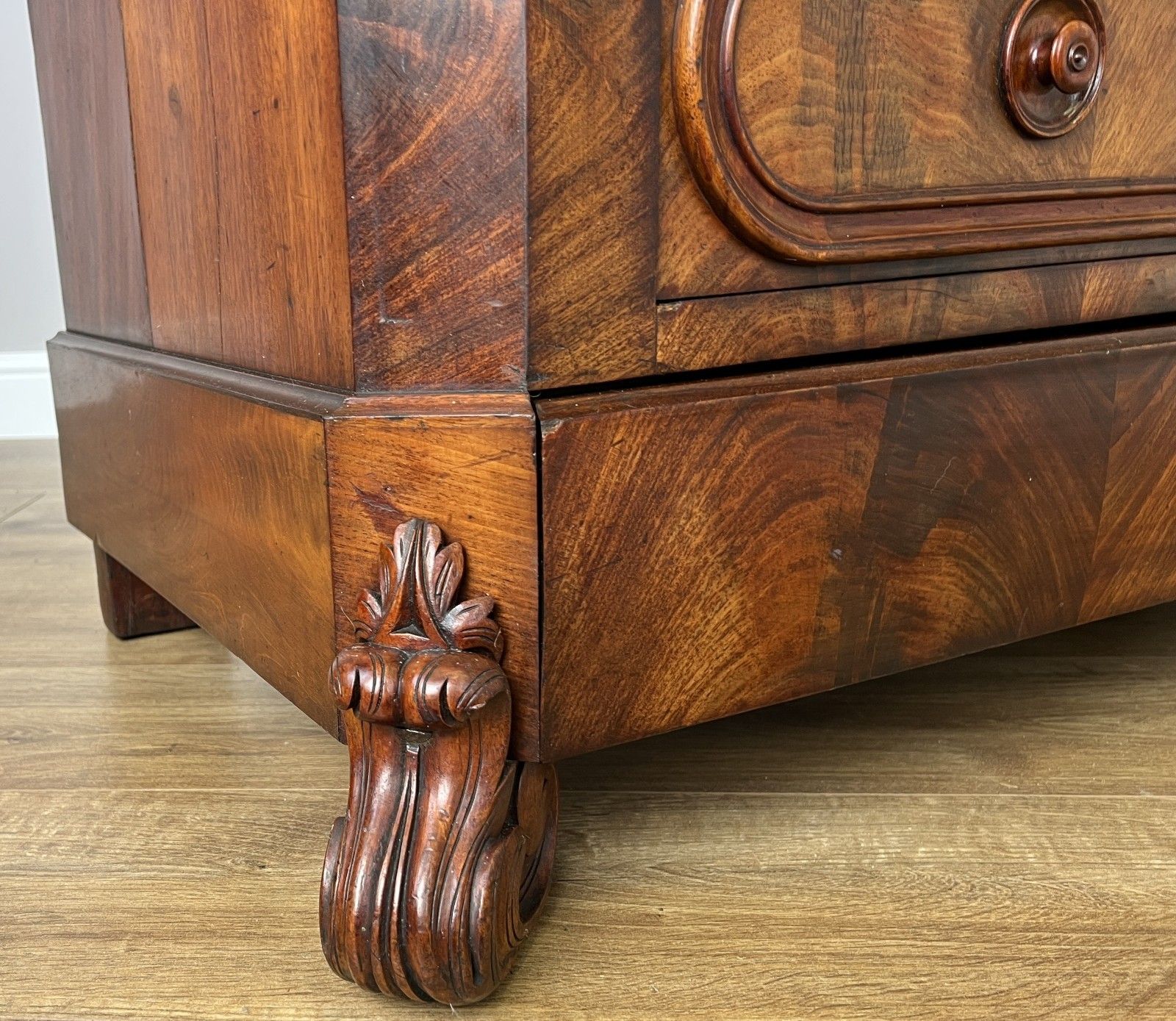 photo buy Wardrobe Antique French Burr Walnut Mirrored Two Drawer Armoire Cabinet Lot 6098