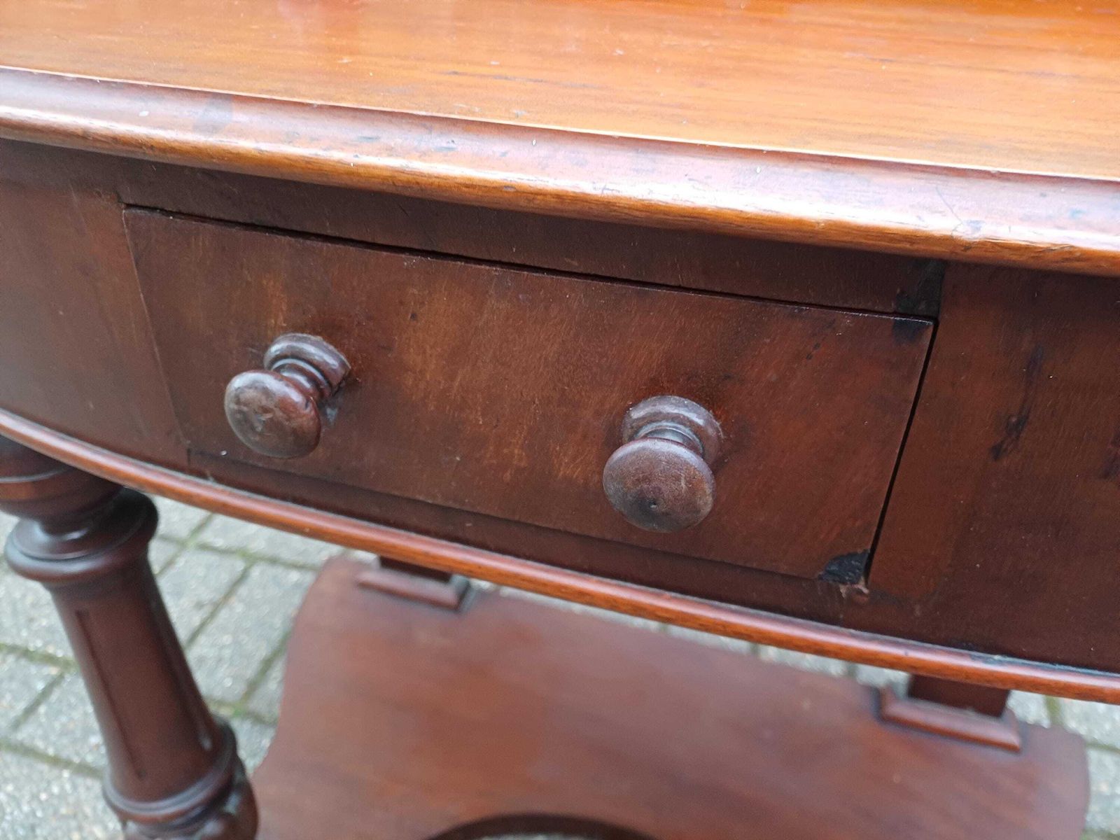 Antique Victorian Mahogany Duchess Dressing Table Swivel Mirror Vanity Carved Turned Base 19th Century photo vintage