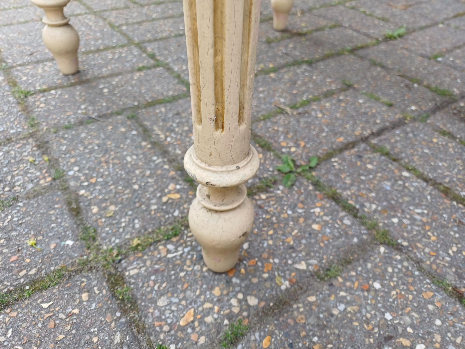 Victorian Painted Pine Square Vintage Occasional Table Shabby Chic Side Lamp Table Fluted Legs Antique Cream photo vintage