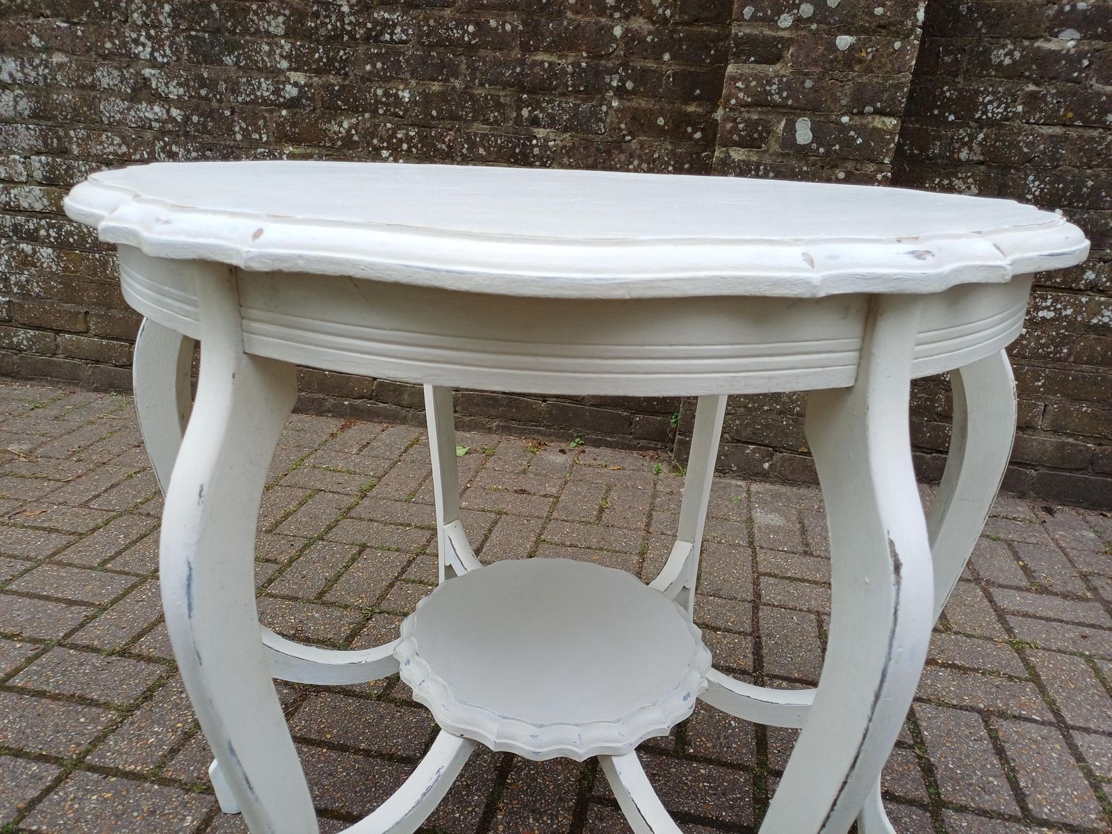 495.0 Large Antique Victorian Painted Occasional Table Farrow & Ball Wimborne White Shabby Chic Circular Side Table photo