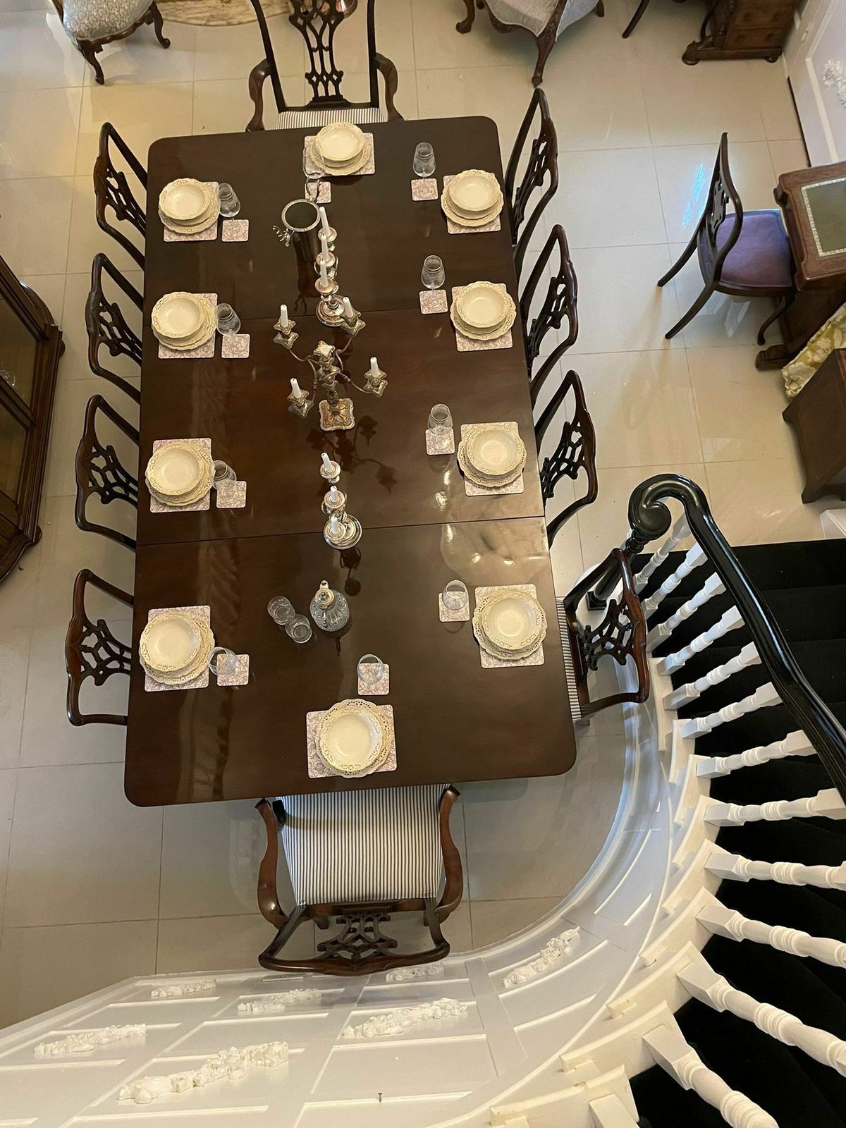 Large Antique 19th Centuryoutstanding Quality Figured Mahogany 3 Pilar Dining Table photo furniture