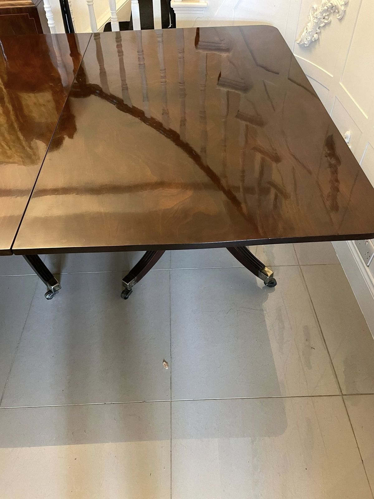 photo for sale Large Antique 19th Centuryoutstanding Quality Figured Mahogany 3 Pilar Dining Table