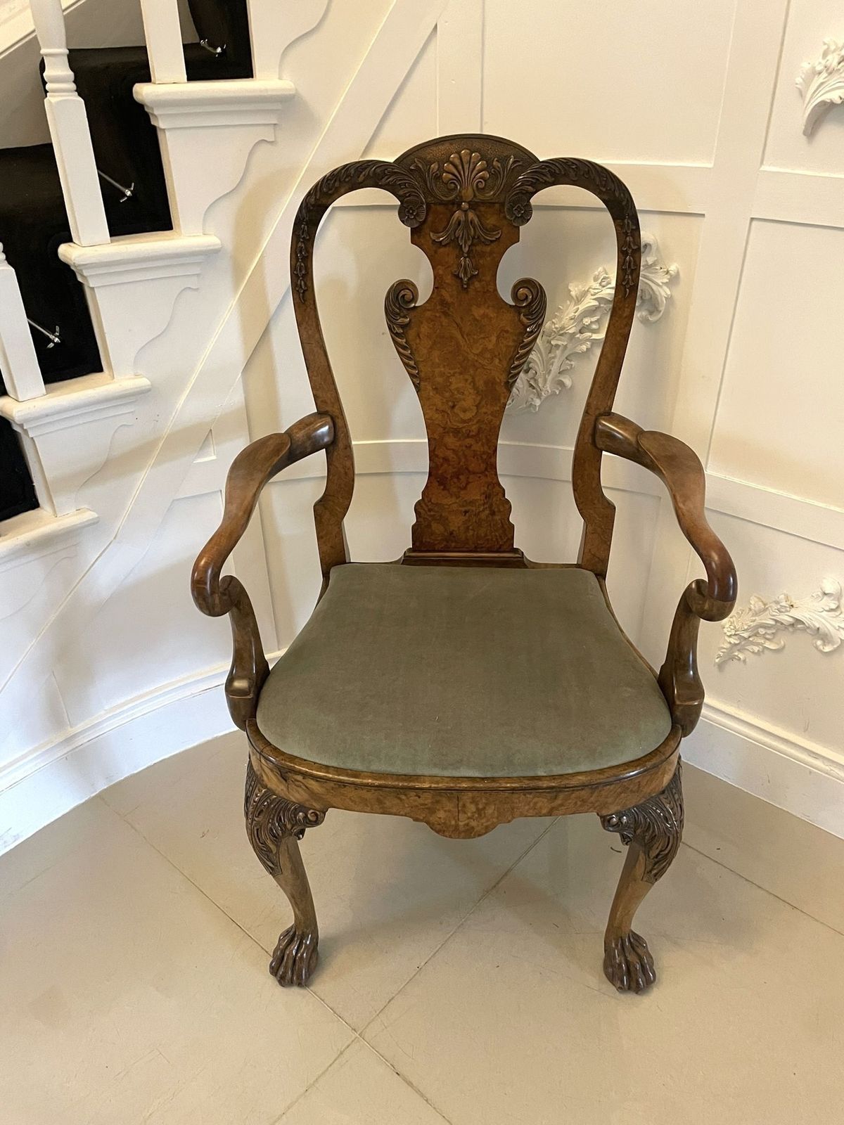 Superb Quality Antique 19th Century Burr And Carved Walnut Desk Chair photo furniture