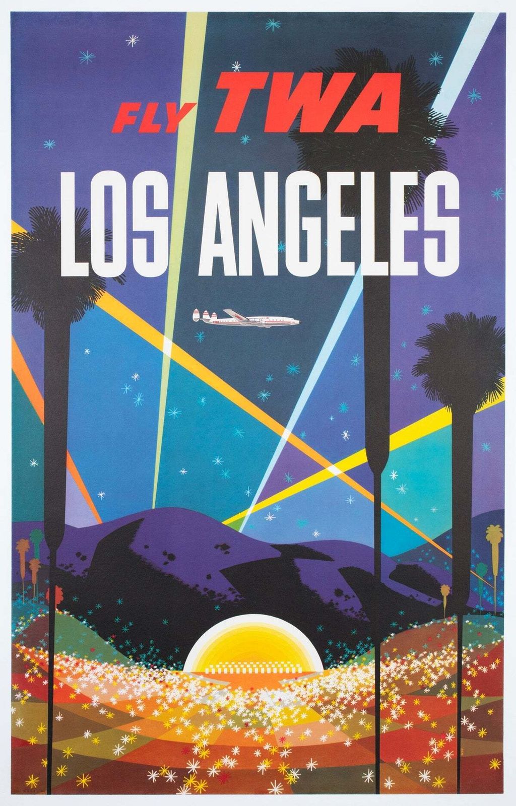 Affiche de voyage TWA Los Angeles C1958, David Klein