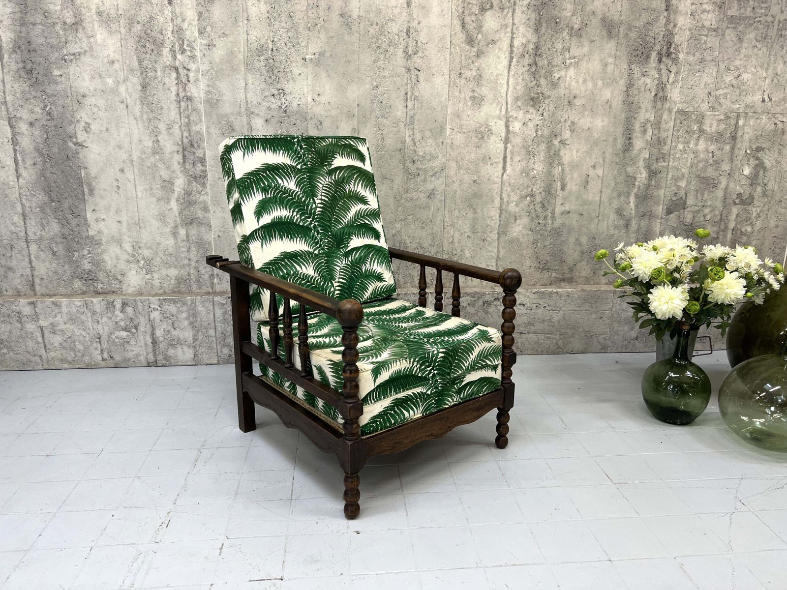 Palm Fronds Reclining Morris Chair To Reupholster