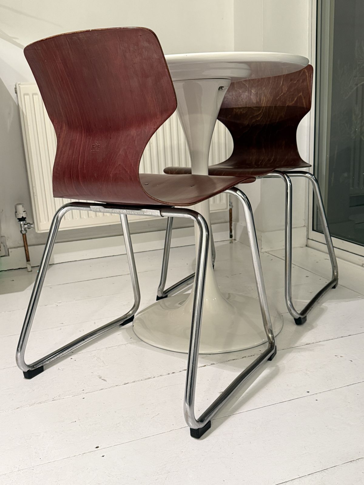 Set Of 6 Vintage Flötotto Pagholz Chrome Sled Dining Chairs, Germany, Late 1960s–Early 1970s photo buy