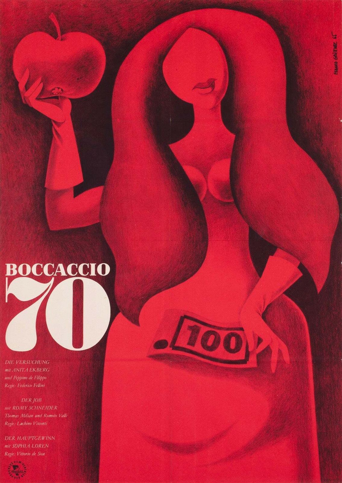 Boccaccio 70 1965 East German A1 Film Poster, Erhard Gruttner