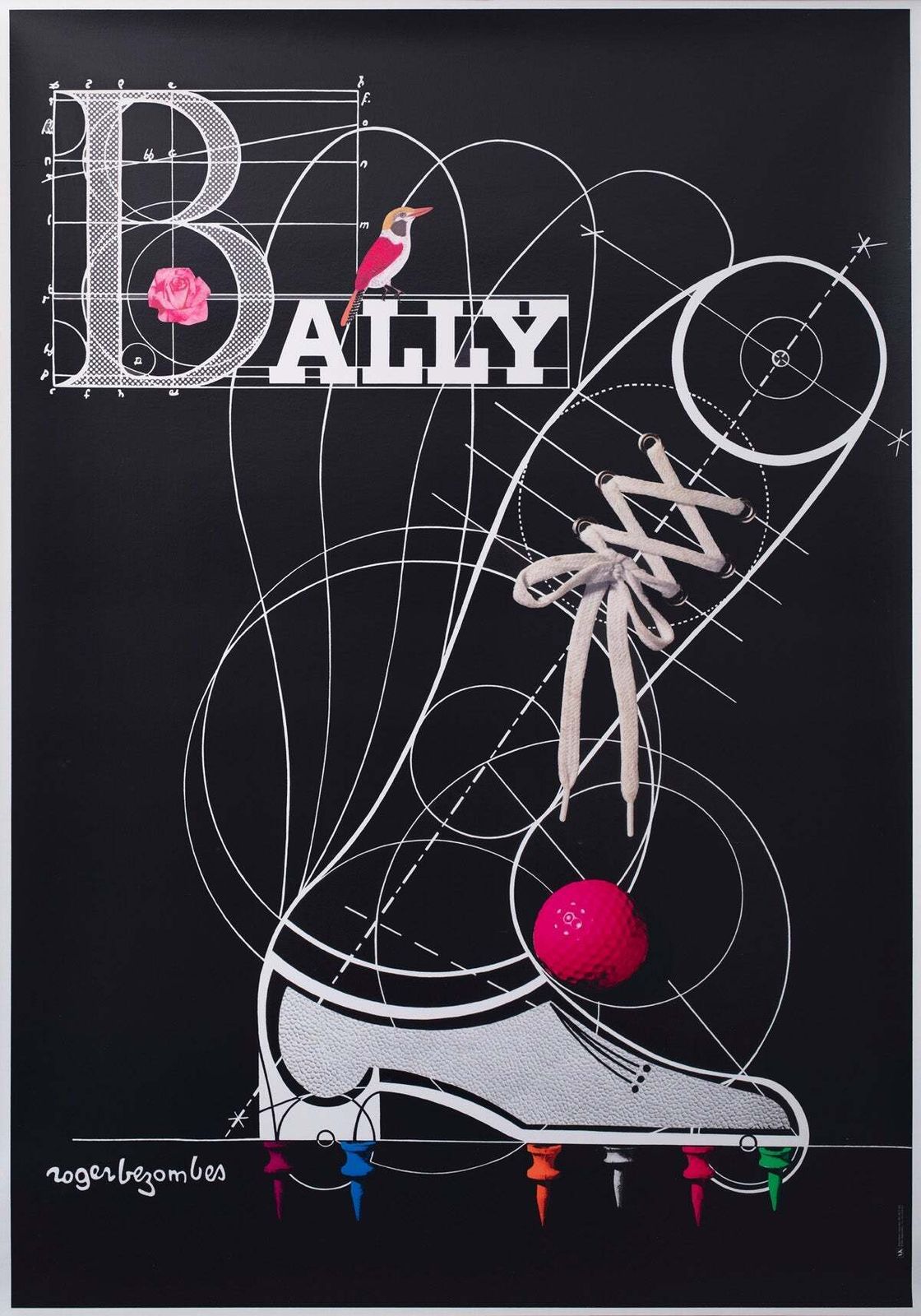 Affiche publicitaire Bally C1980 pour chaussures de golf, par Roger Bezombes