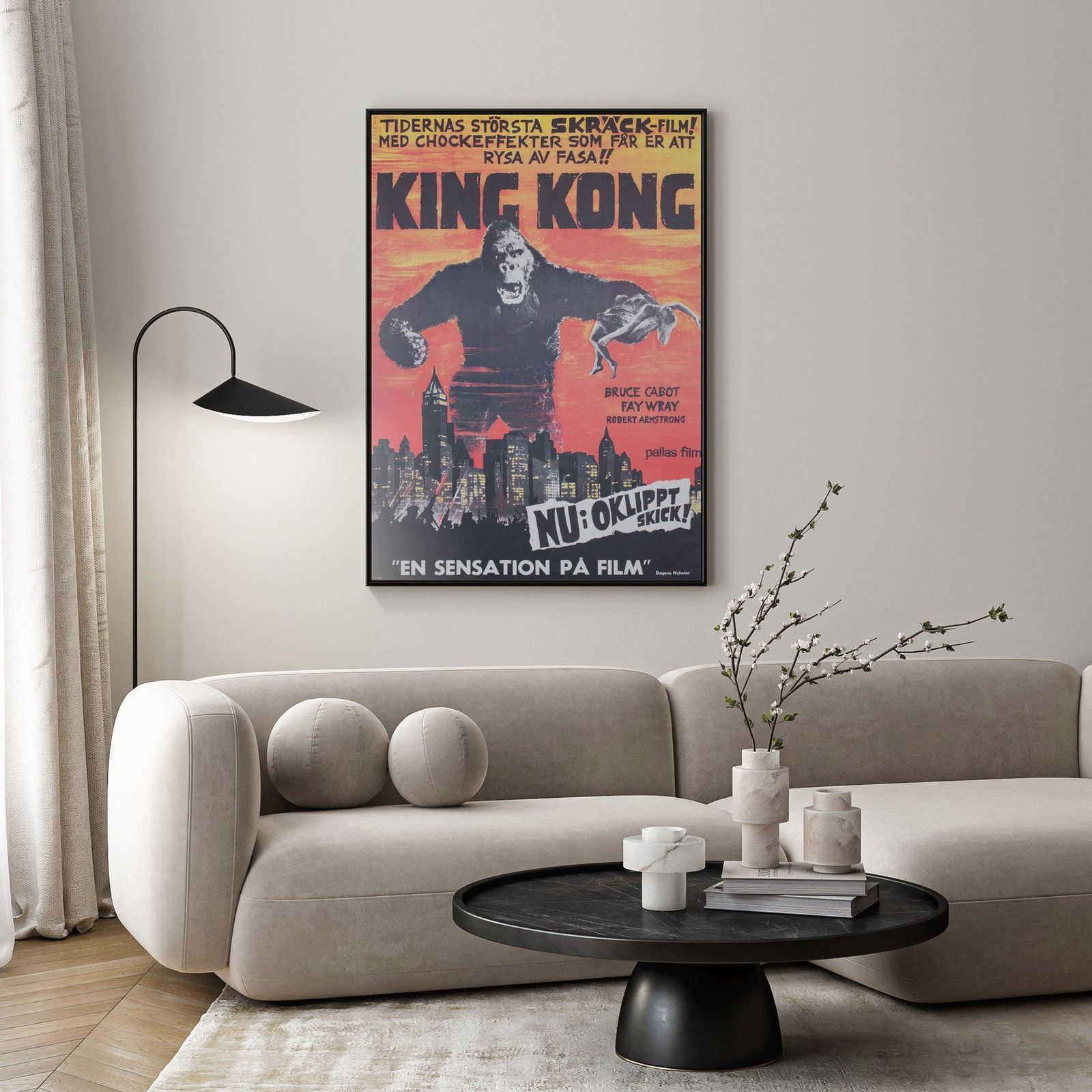 Affiche de cinéma suédoise King Kong R1966 photo furniture