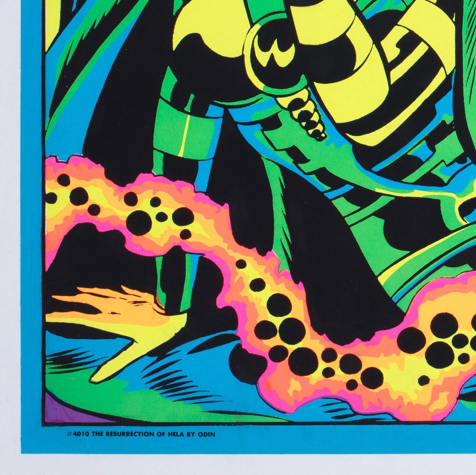 Marvel 1971 Blacklight No4010 Odin And Hela Poster, Jack Kirby photo vinterior