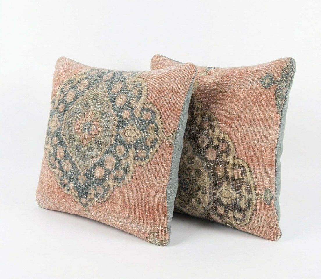 Turkish Oushak Rug Pillow Cover 60 X 60 Cm   Set Of Two photo furniture