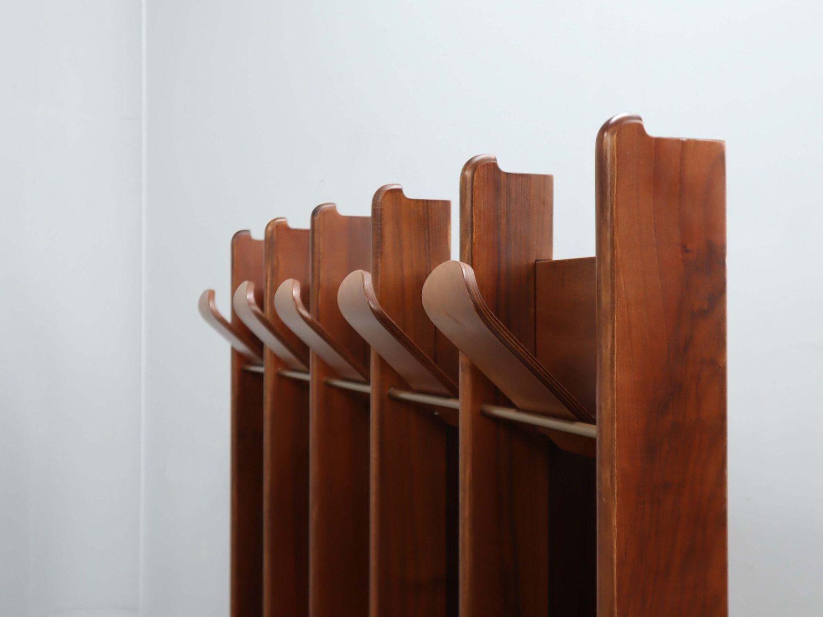 Vintage 1970s La Moderna Wood Entryway Coat Rack With Mirrors photo furniture