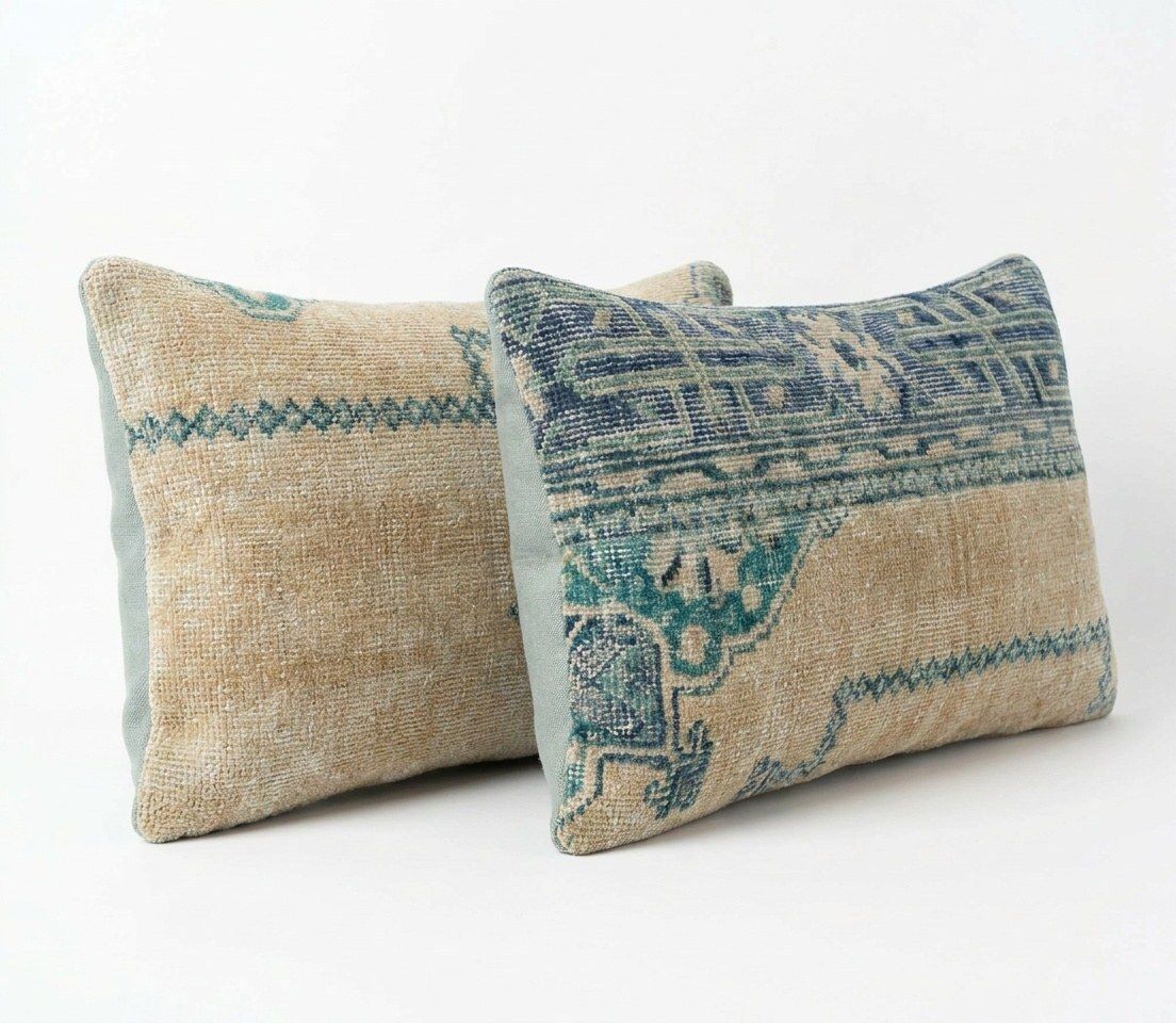 Housse de coussin lombaire bohémienne en kilim, 40 x 60 cm, lot de deux photo for sale