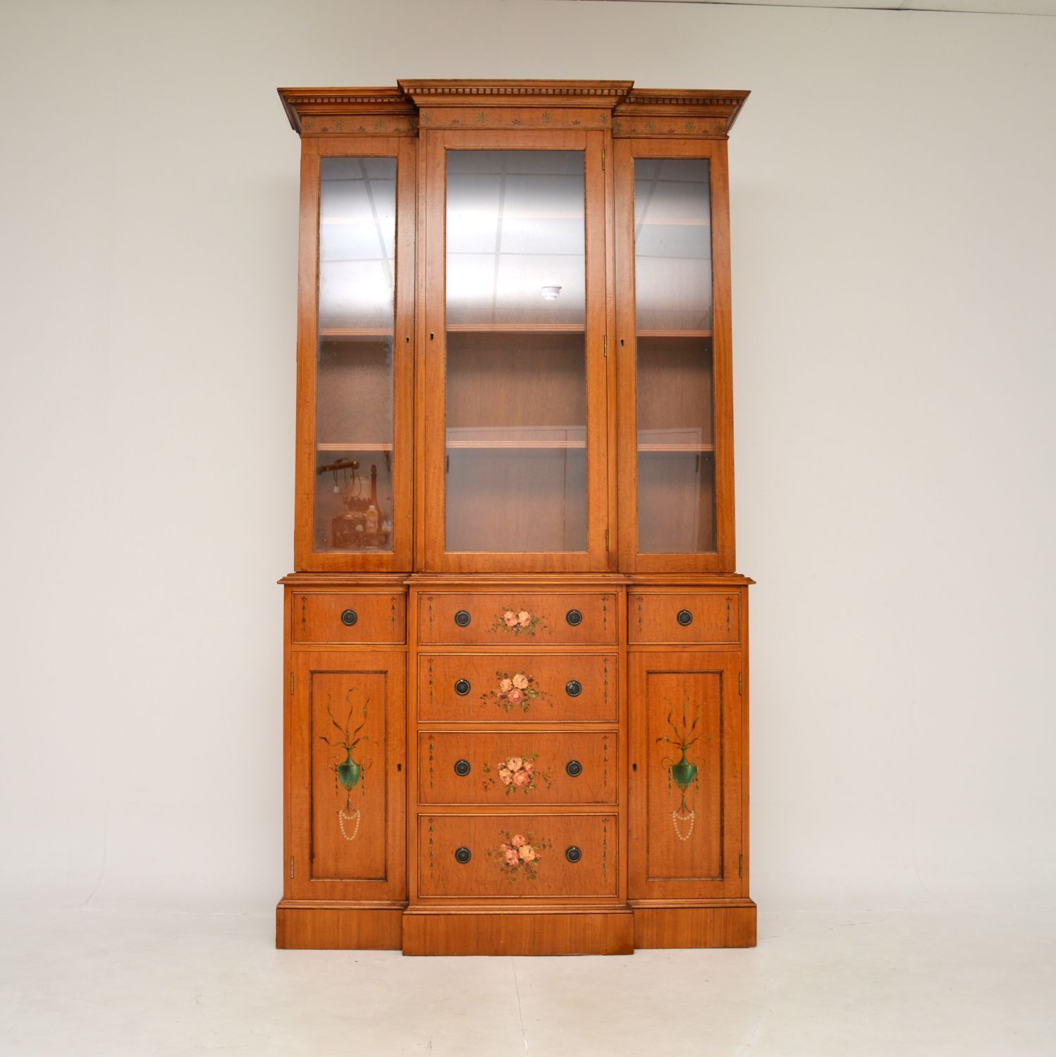 Antique Georgian Style Painted Satinwood Bookcase photo furniture