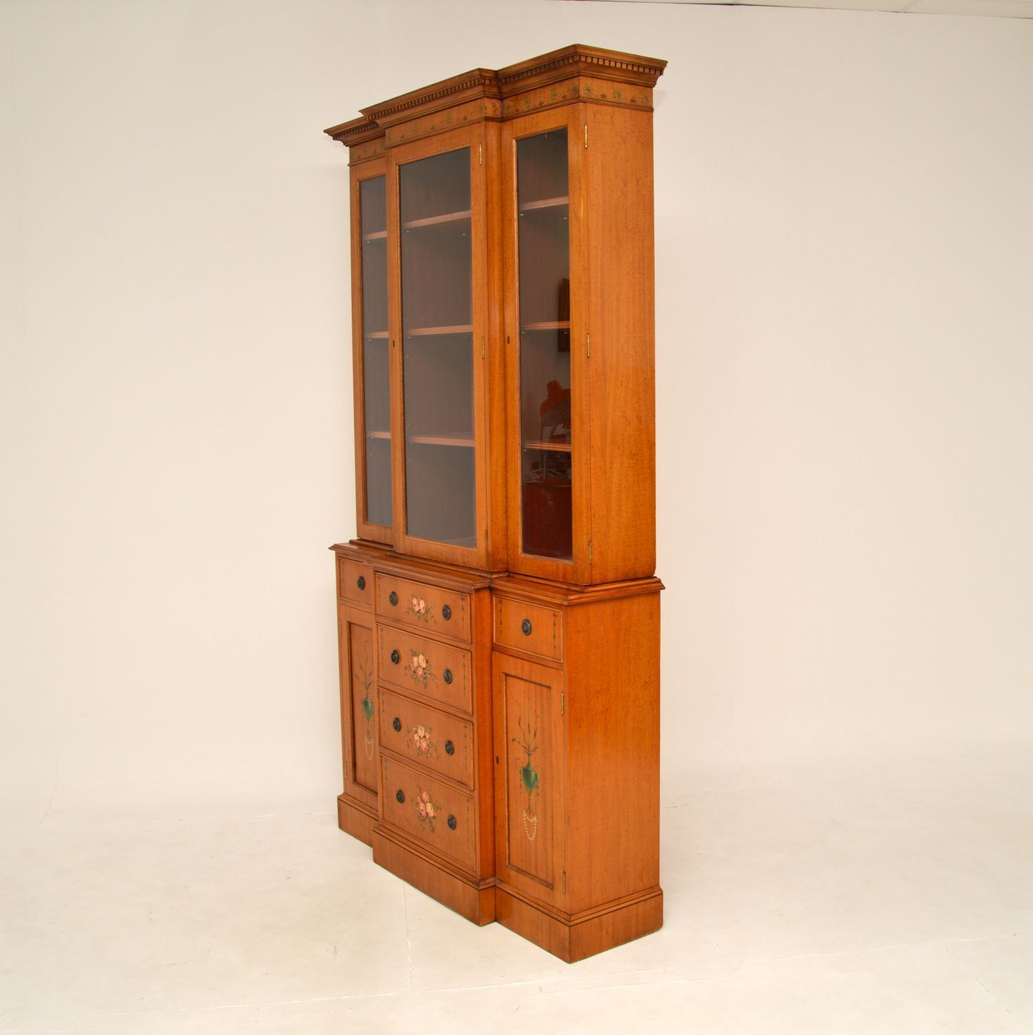 1495.0 Antique Georgian Style Painted Satinwood Bookcase photo