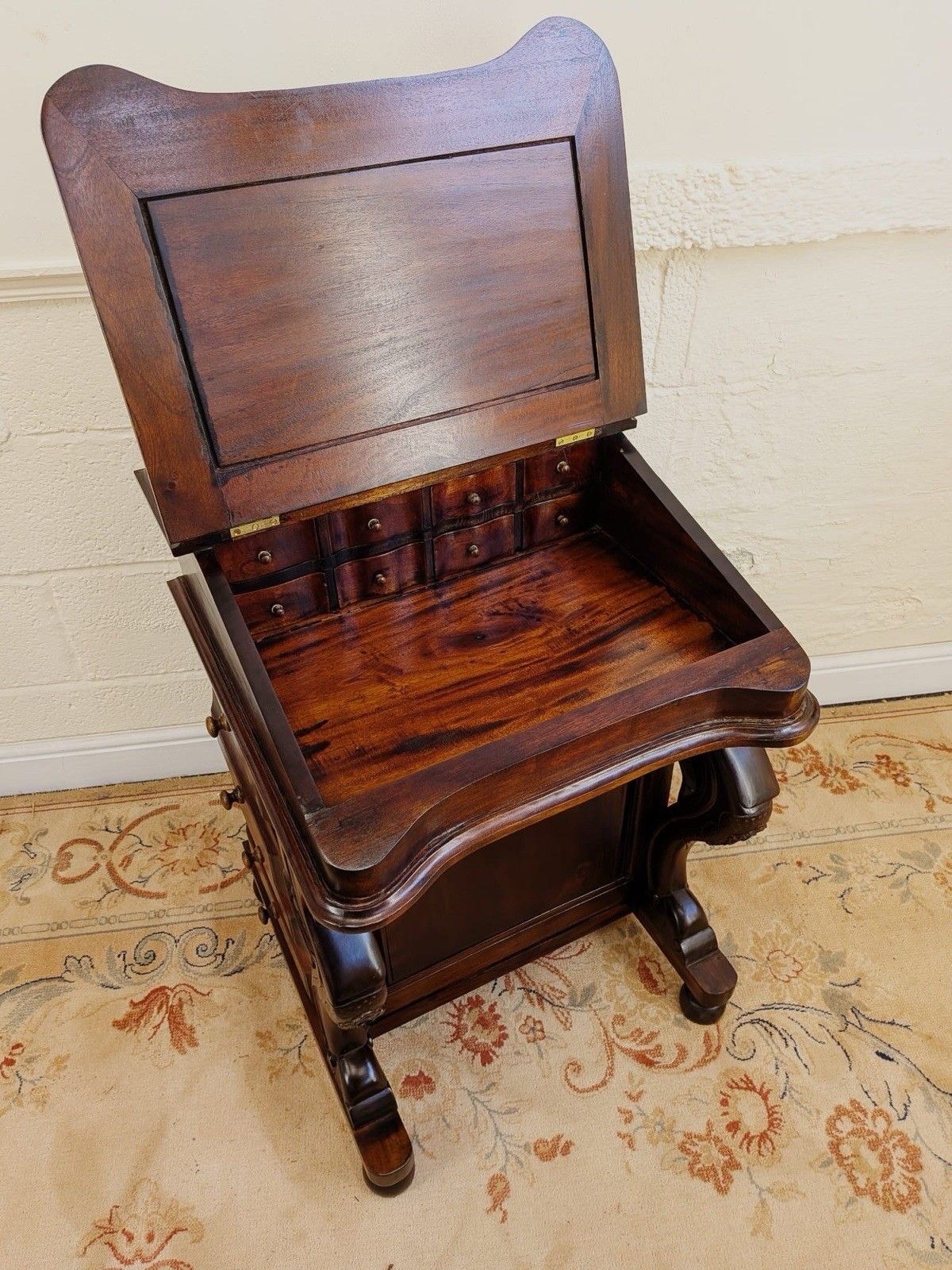 Victorian Influence Carved Mahogany Davenport Desk photo for sale