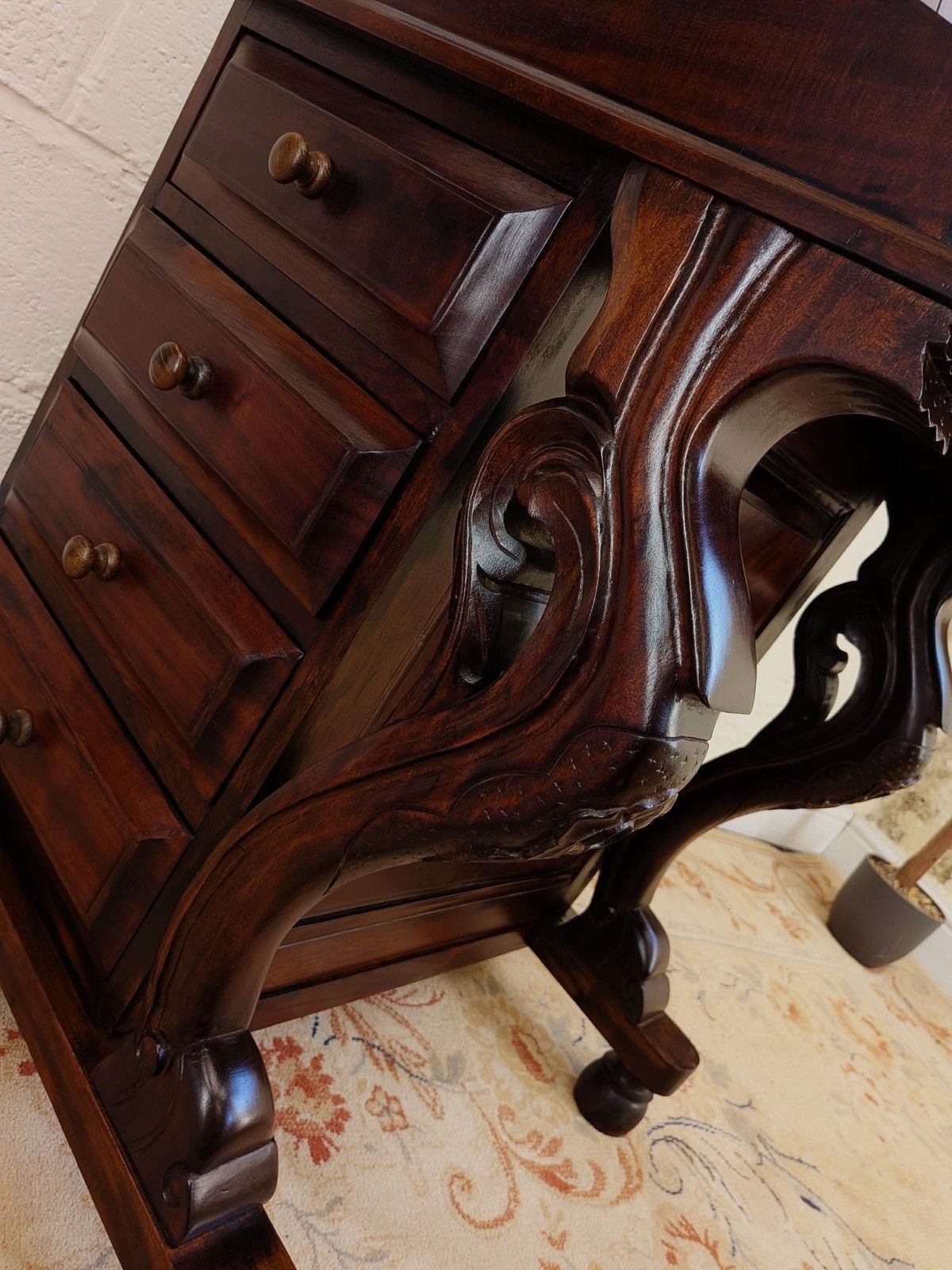 Victorian Influence Carved Mahogany Davenport Desk photo vinterior