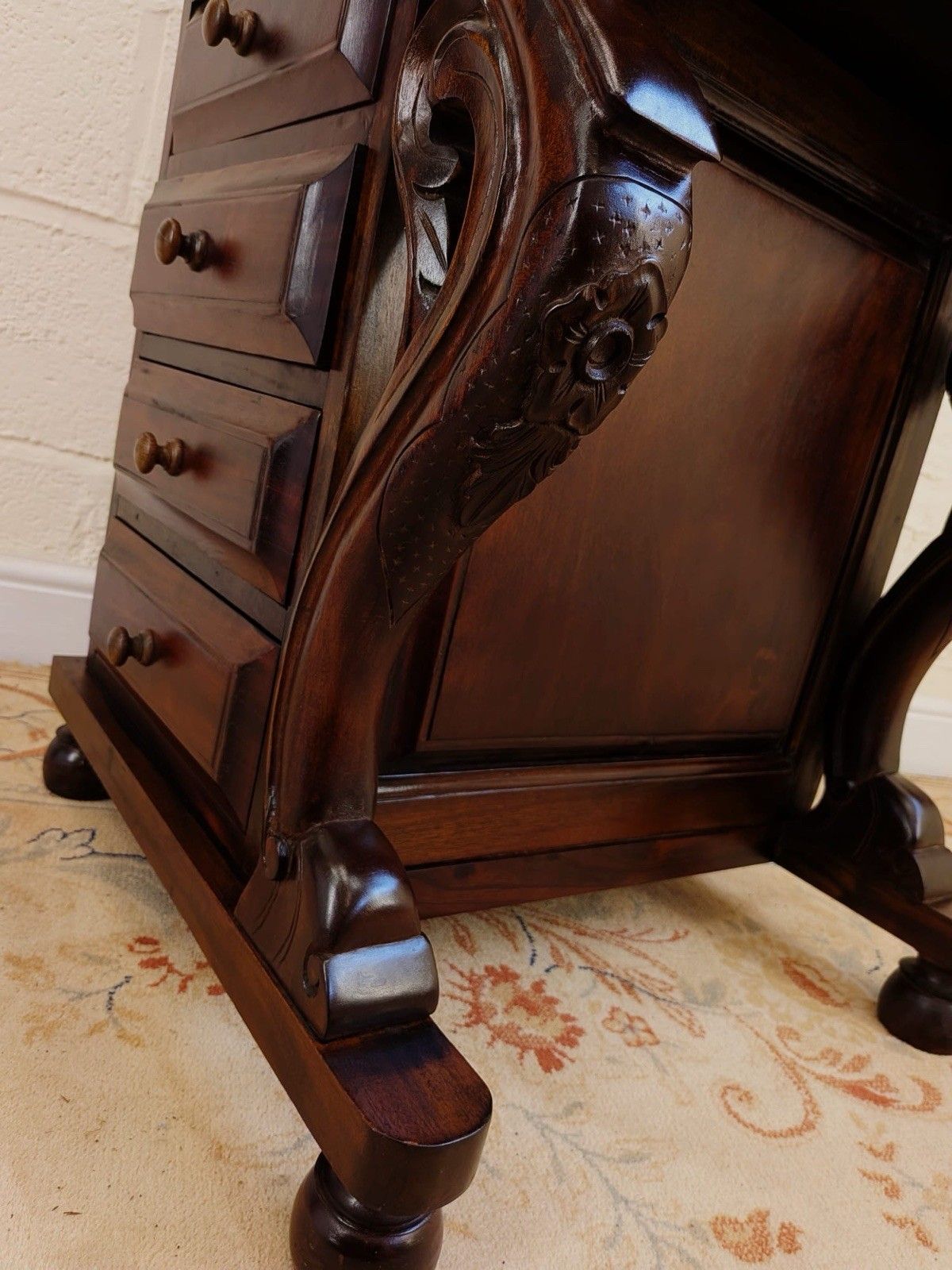 Victorian Influence Carved Mahogany Davenport Desk photo buy