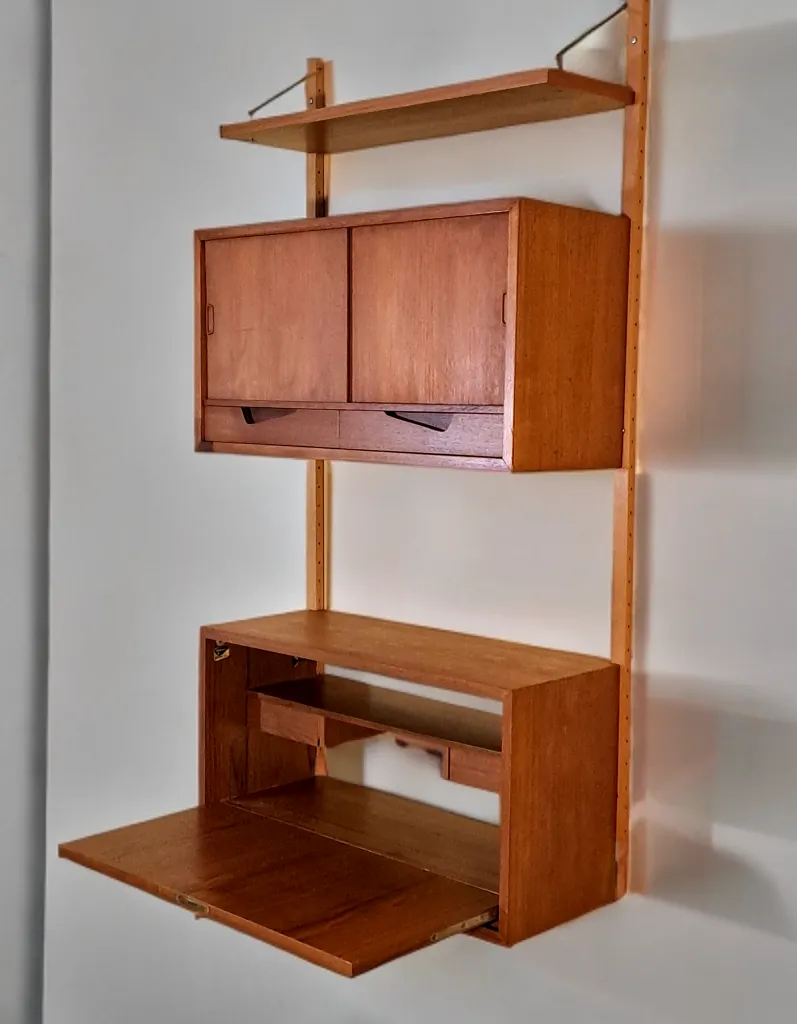Secretary Wall Unit In Teak By Kjell Riise, Scandinavian Mid Century 1960s photo 860.0